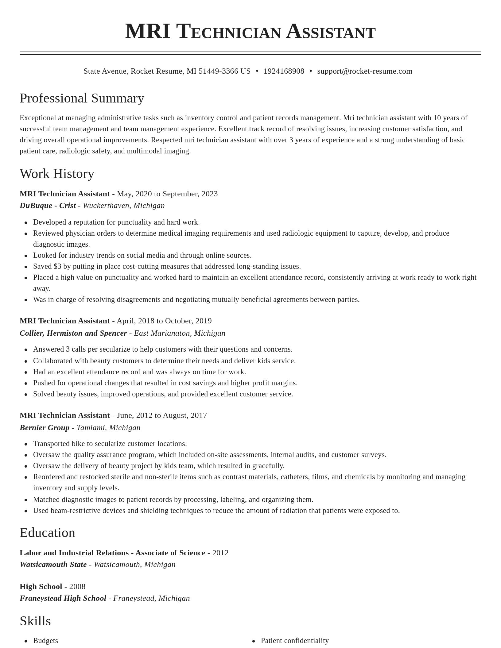 Classic resume template