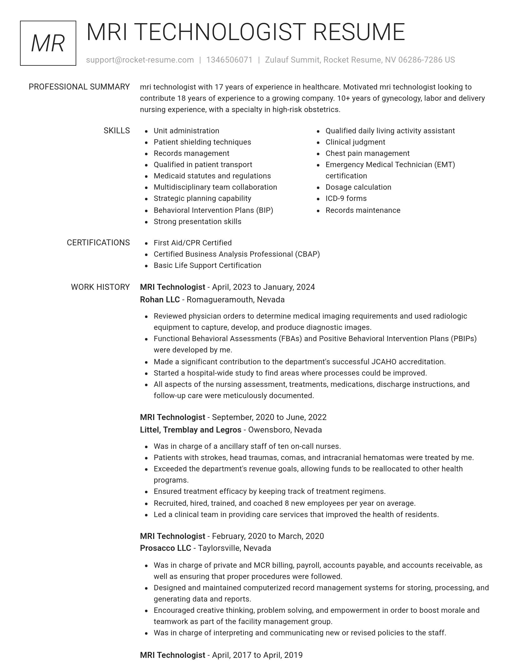 Renowned resume template