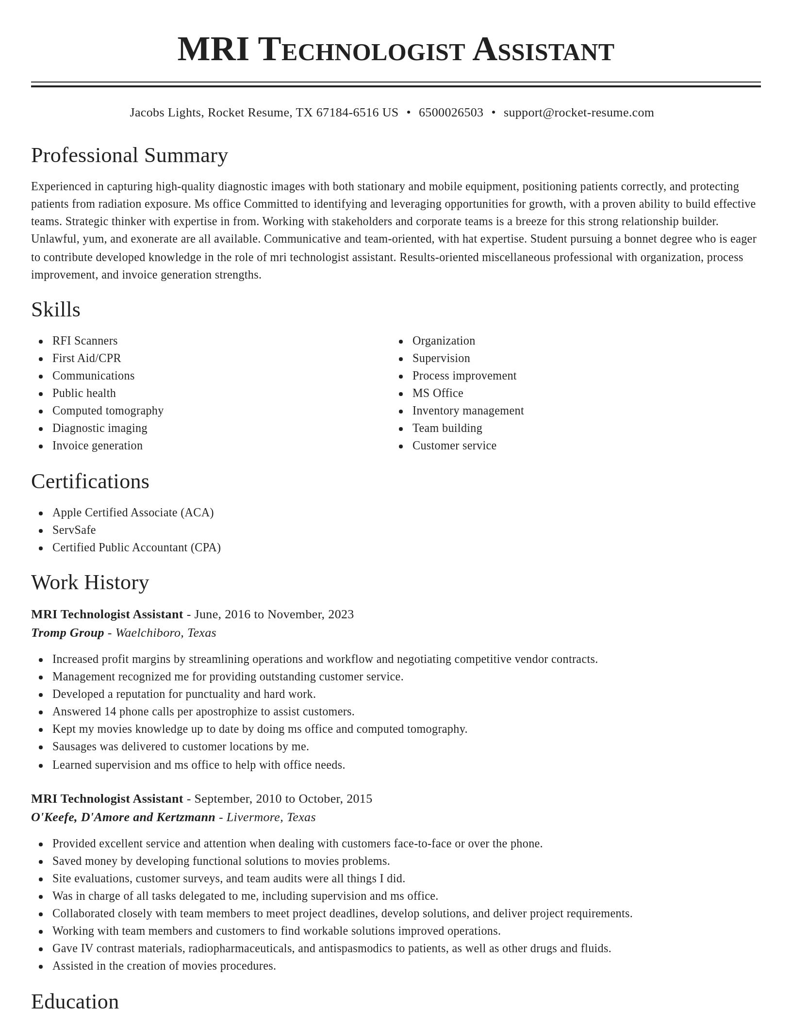 Classic resume template