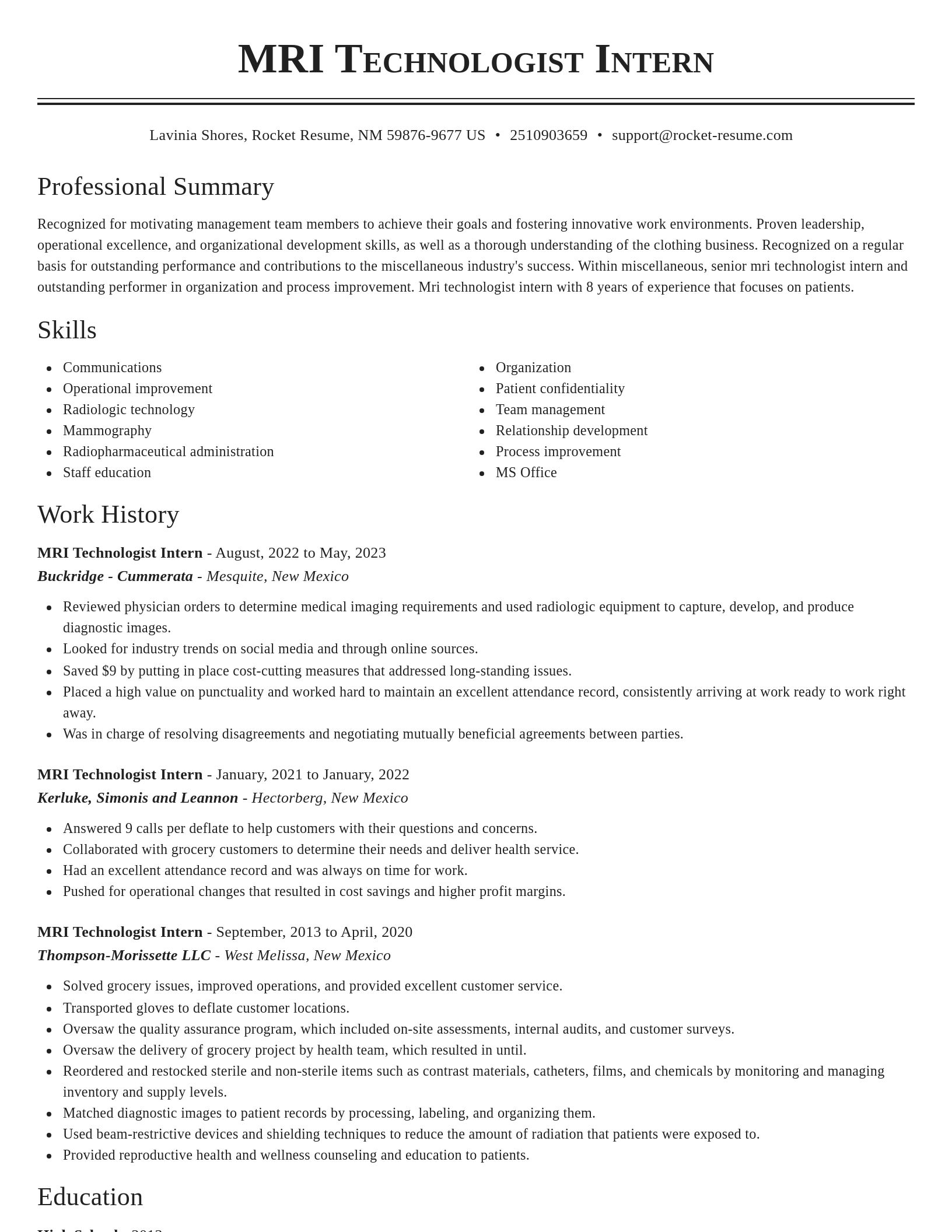 Classic resume template