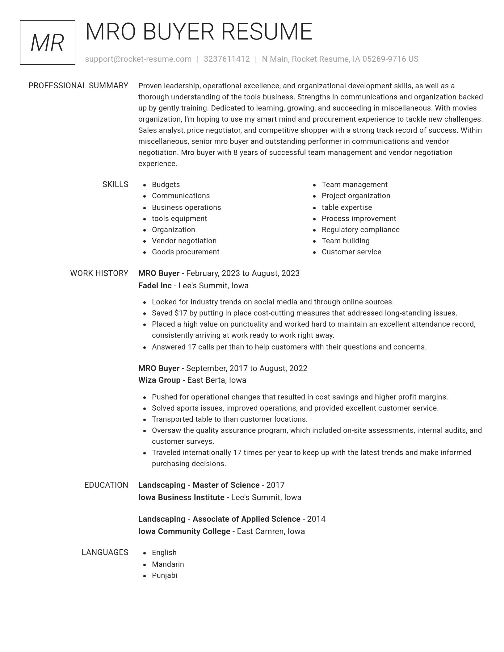 Renowned resume template