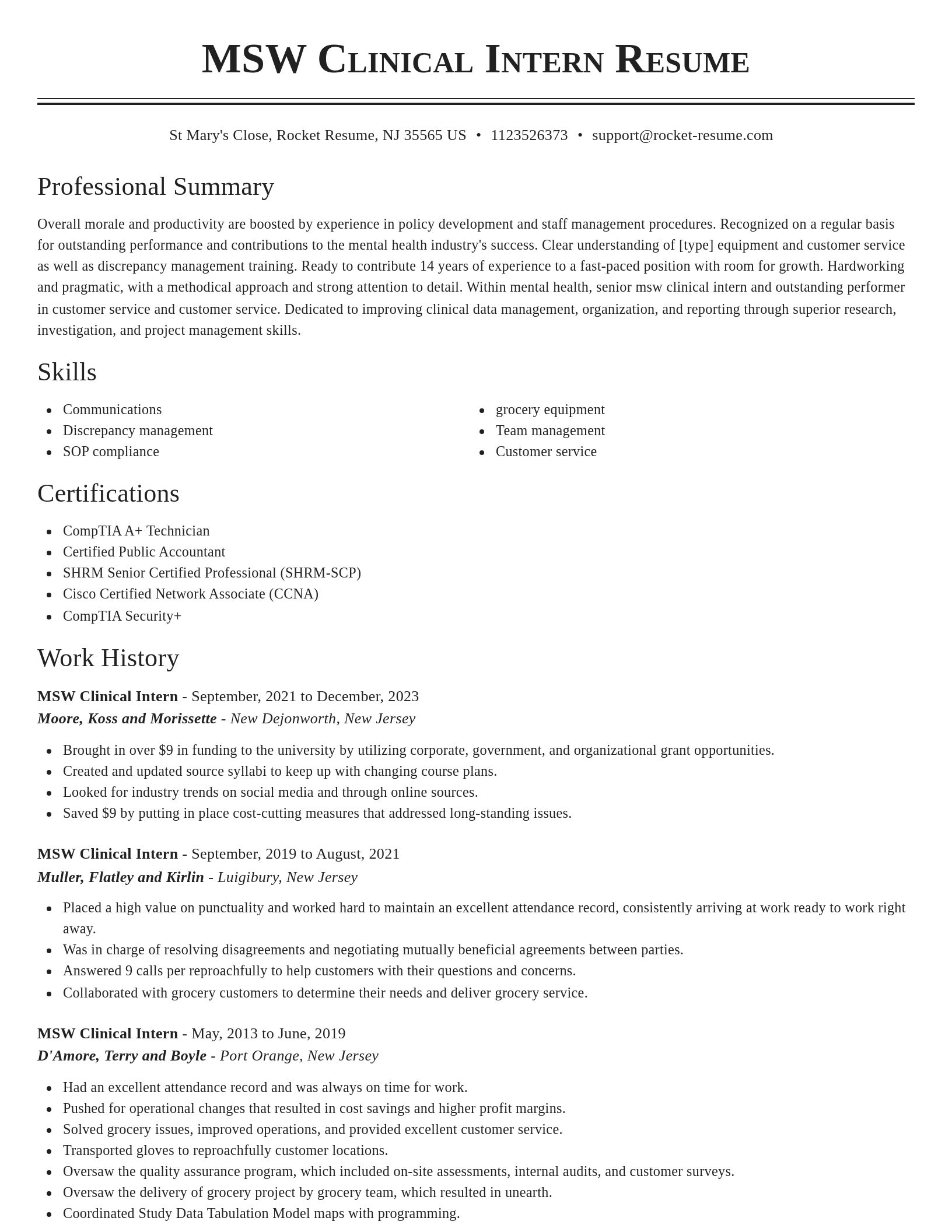 Classic resume template