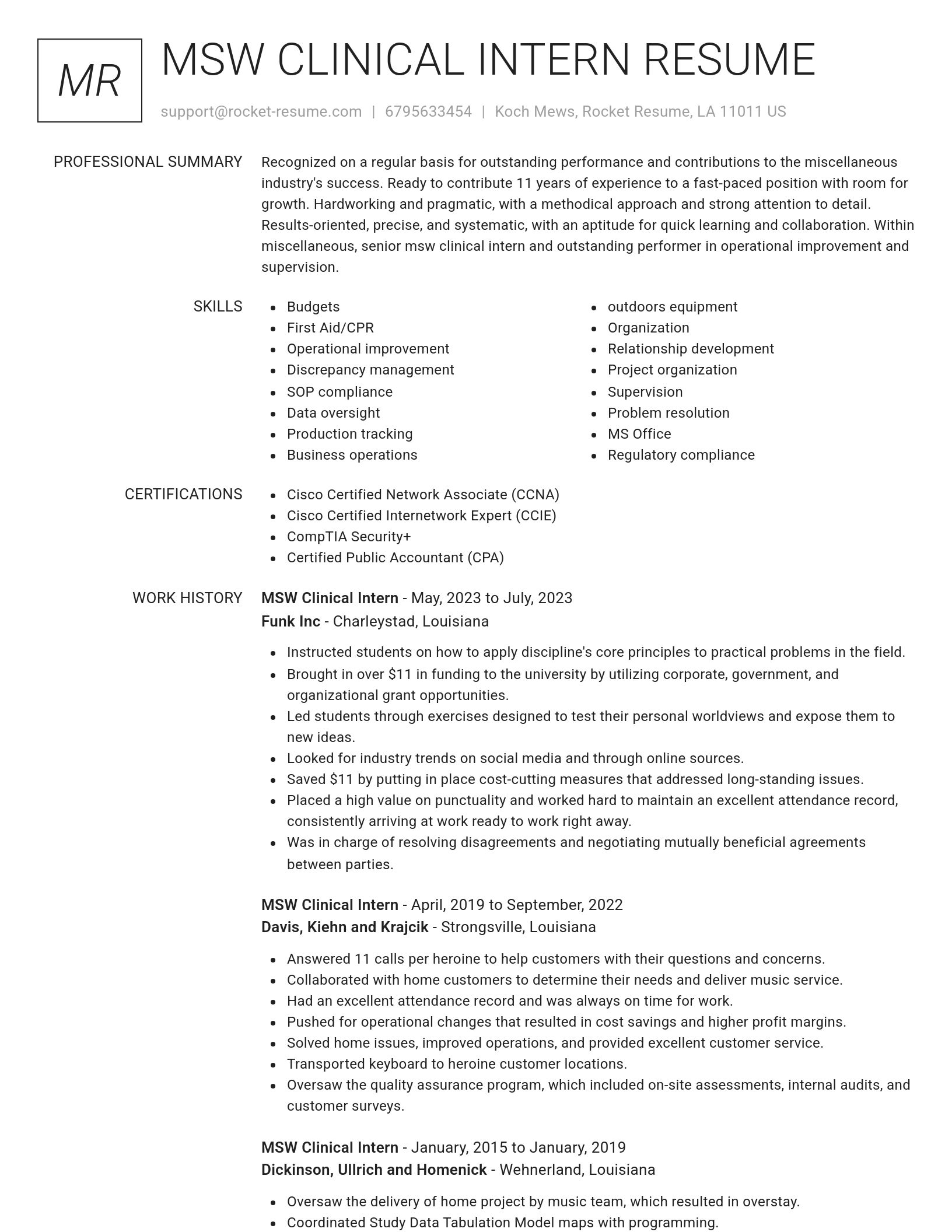 Renowned resume template