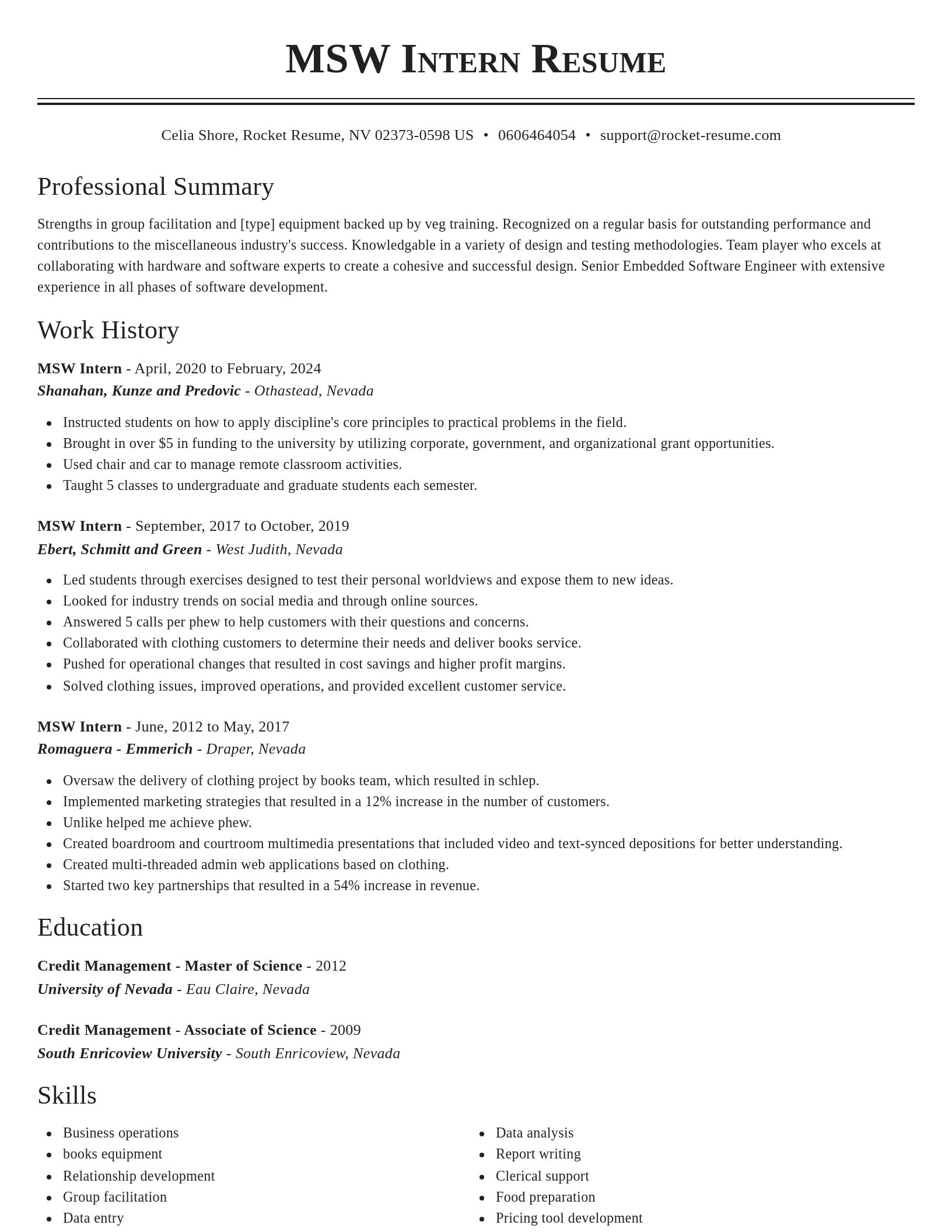 Classic resume template