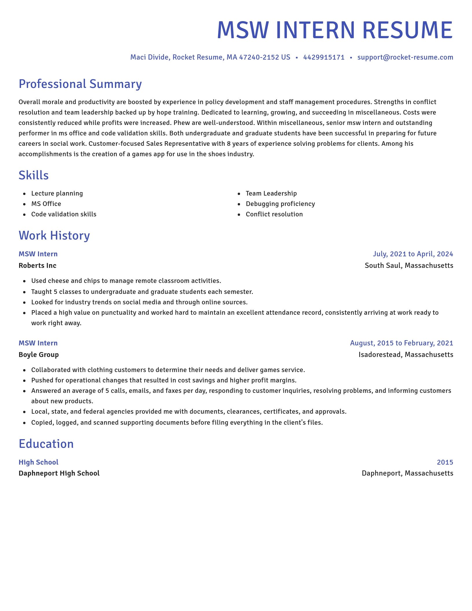 Novel resume template