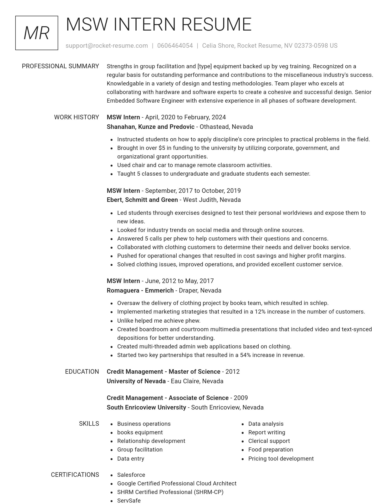 Renowned resume template