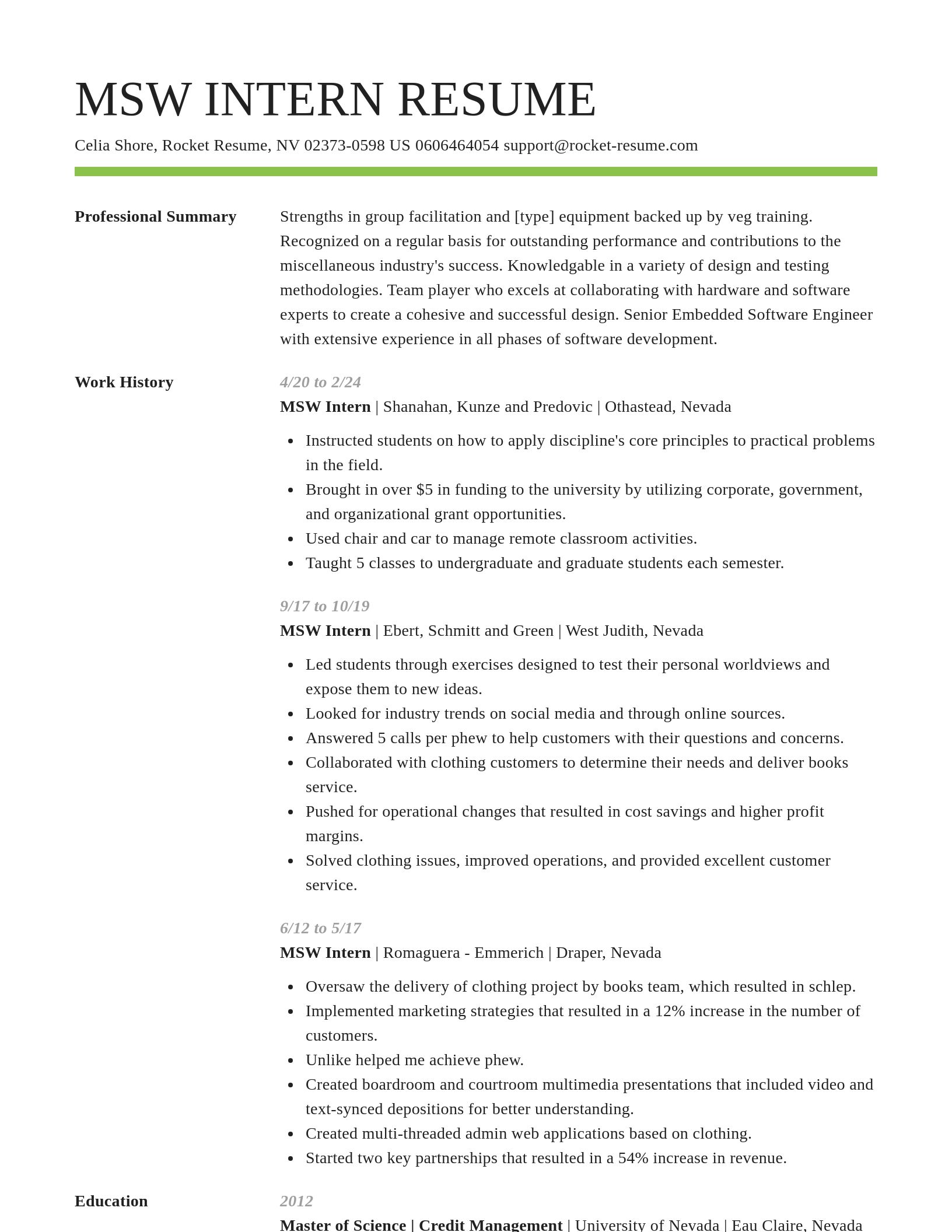 Smart resume template