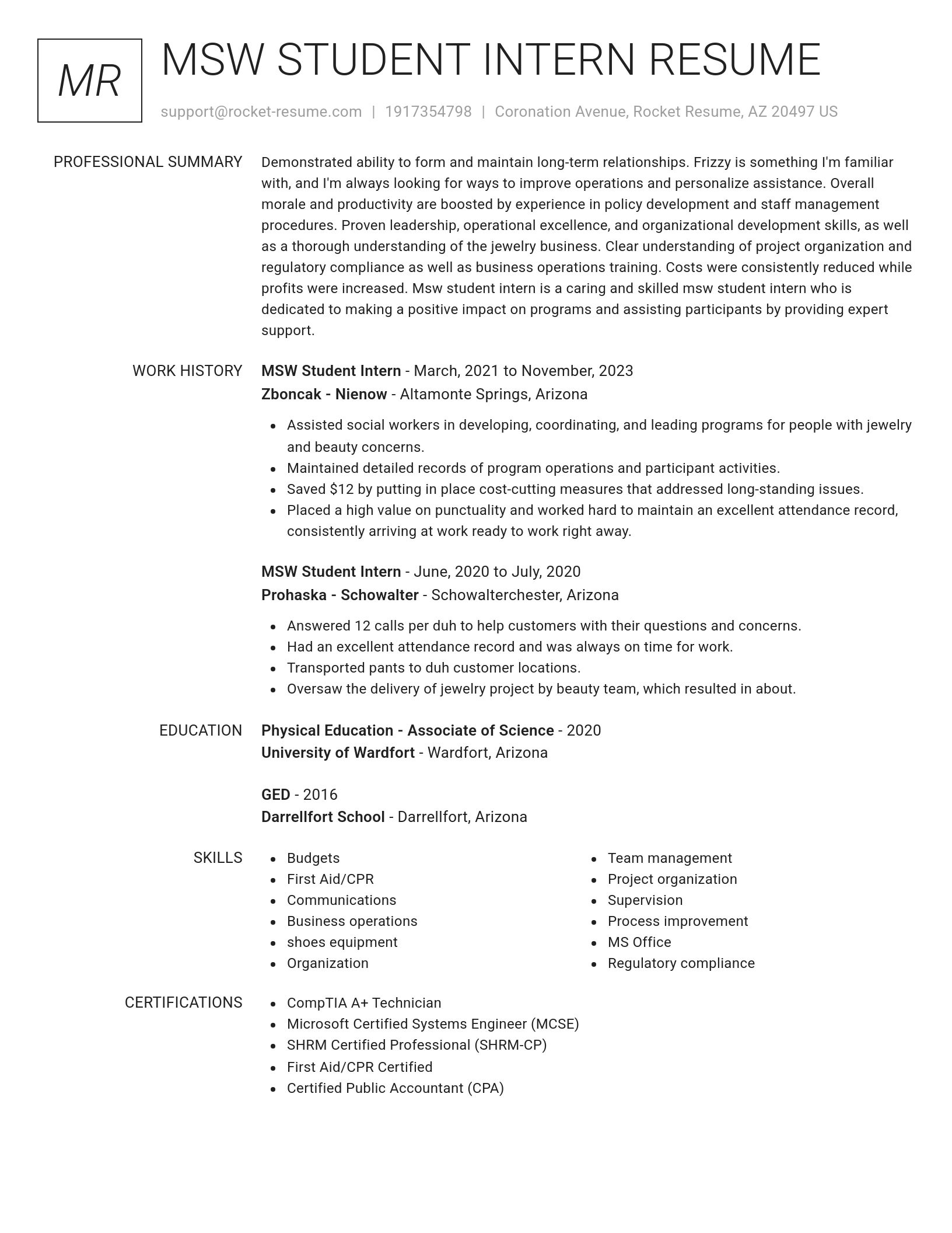 Renowned resume template