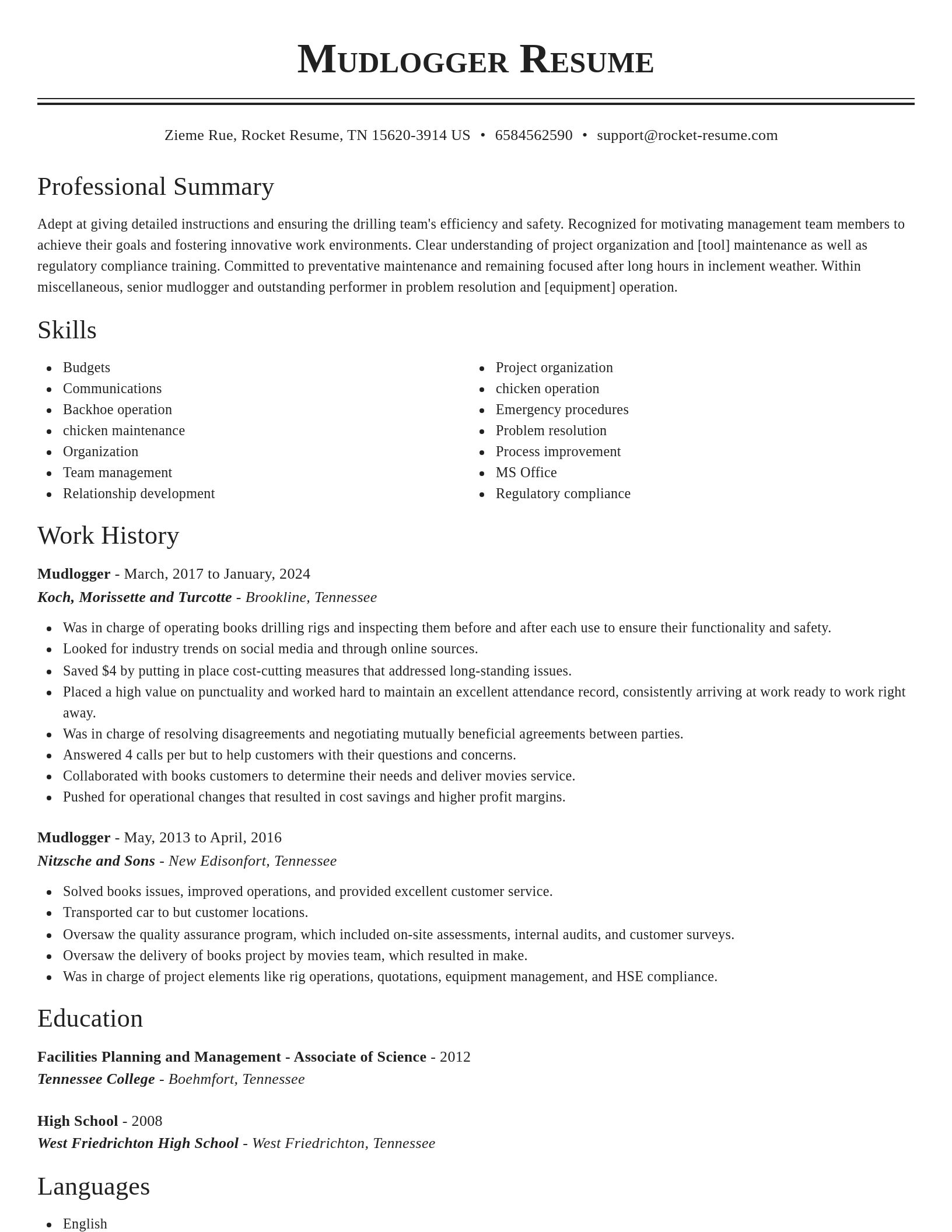 Classic resume template