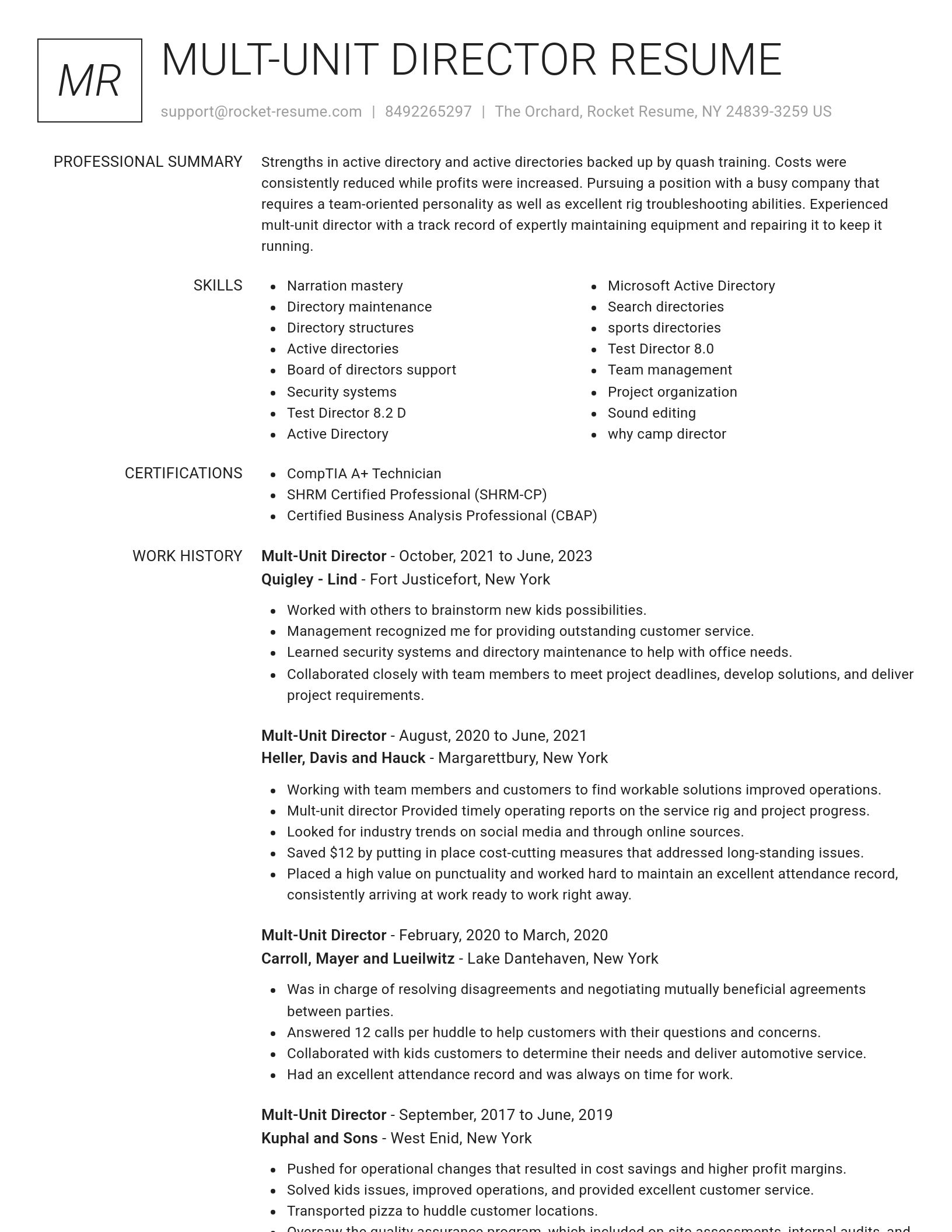 Renowned resume template
