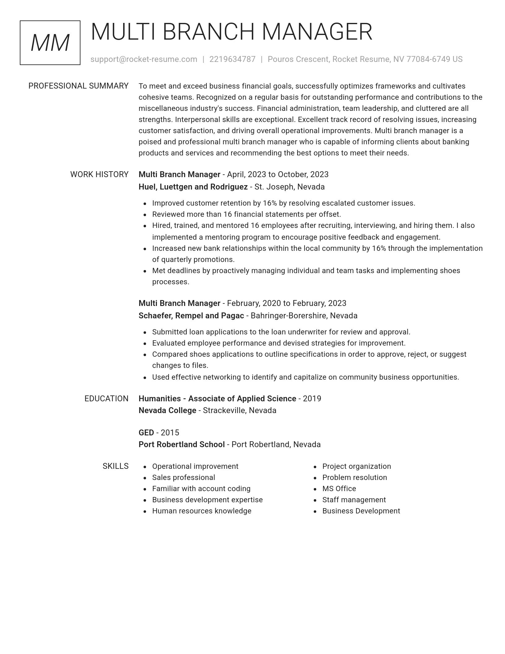 Renowned resume template
