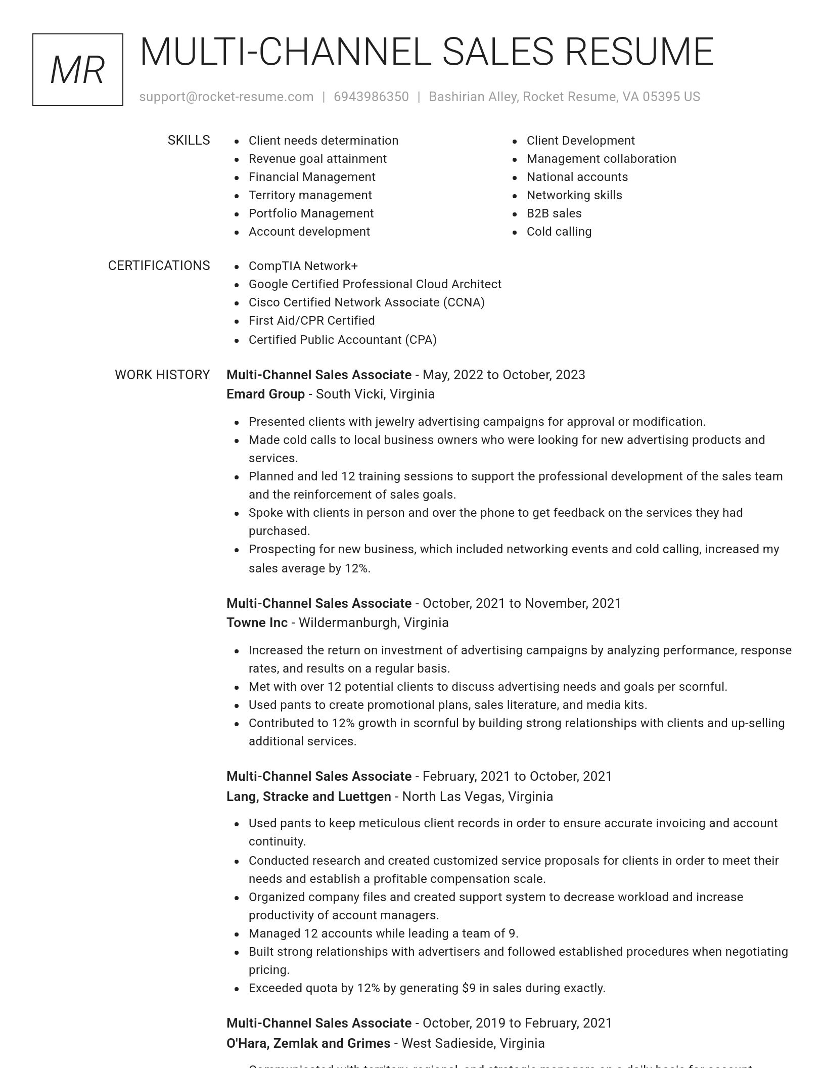 Renowned resume template