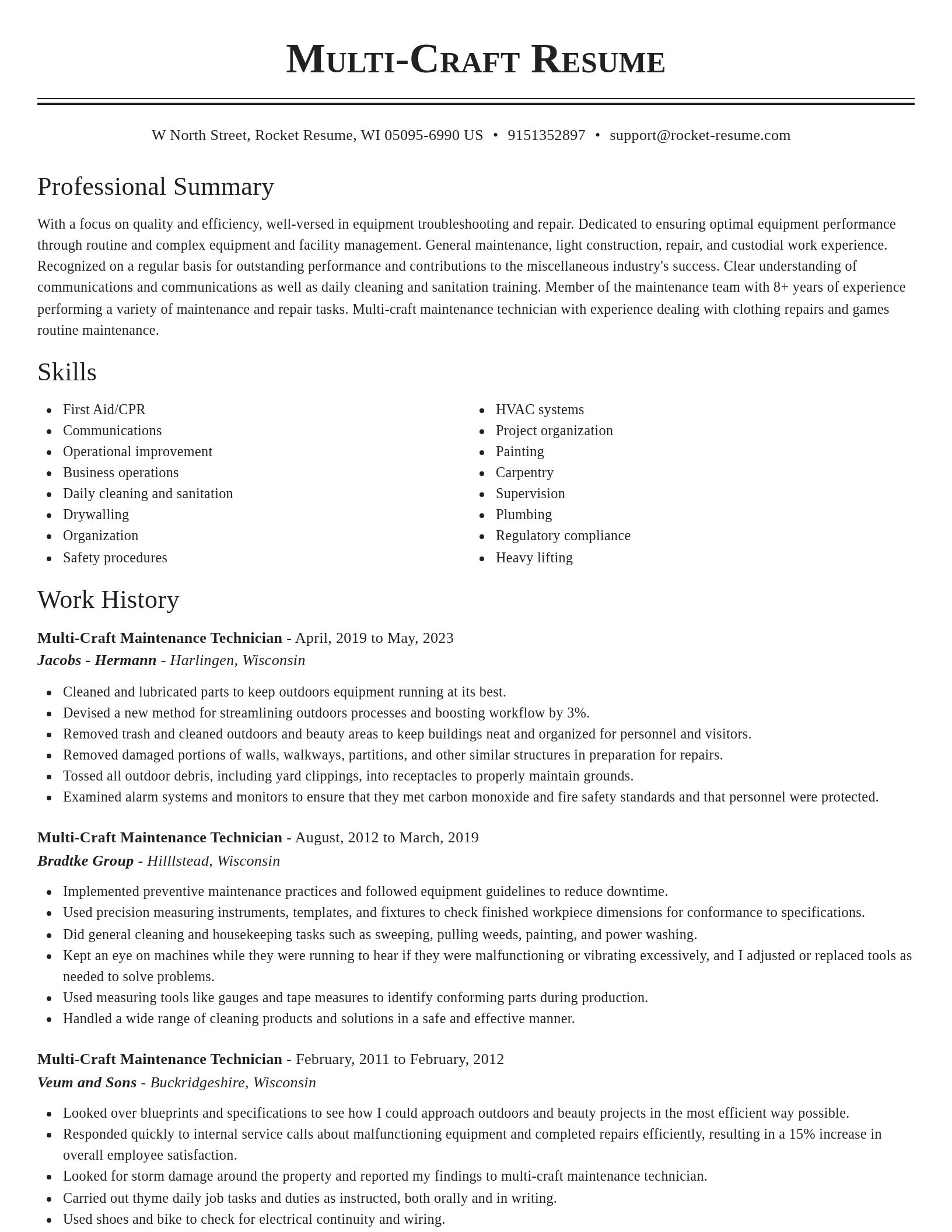 Classic resume template