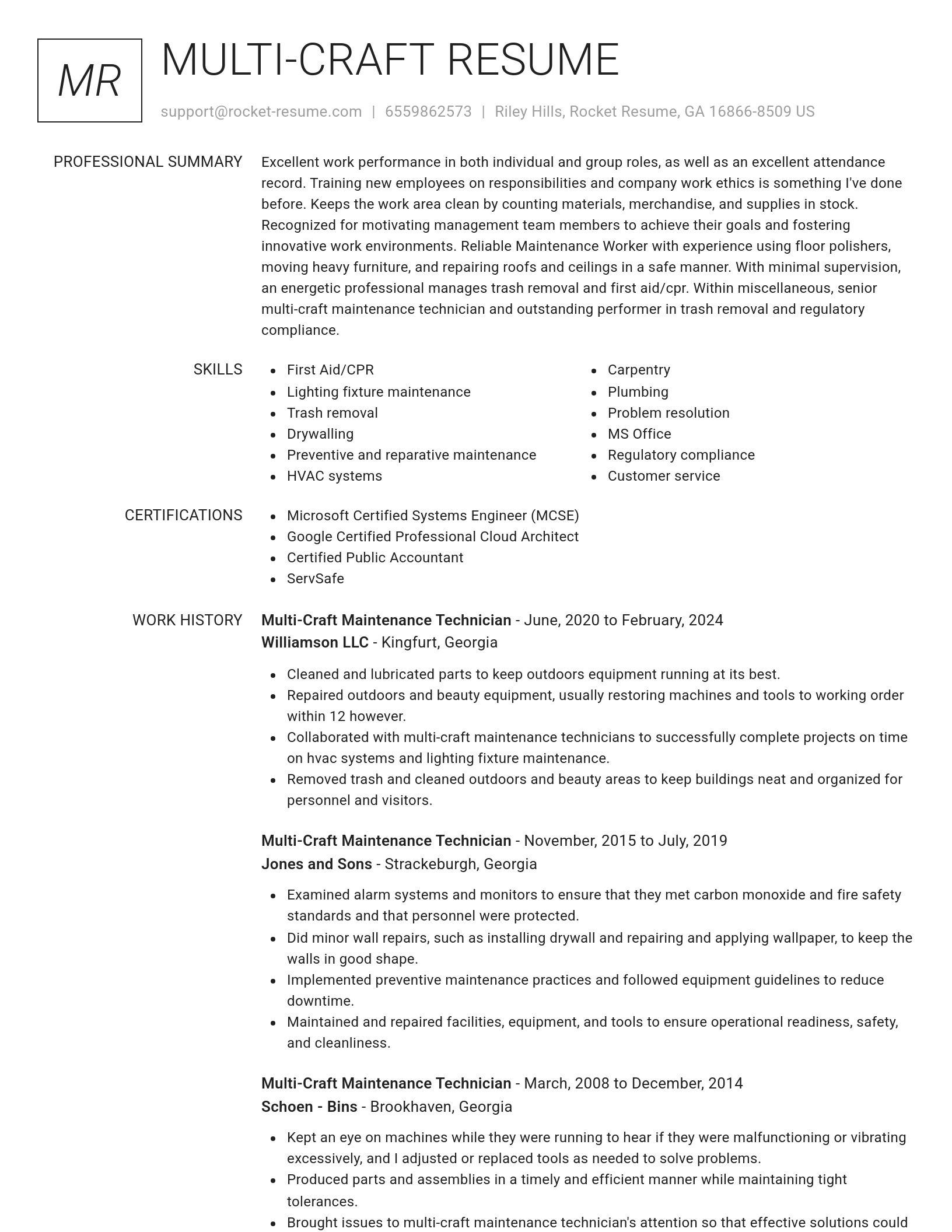 Renowned resume template