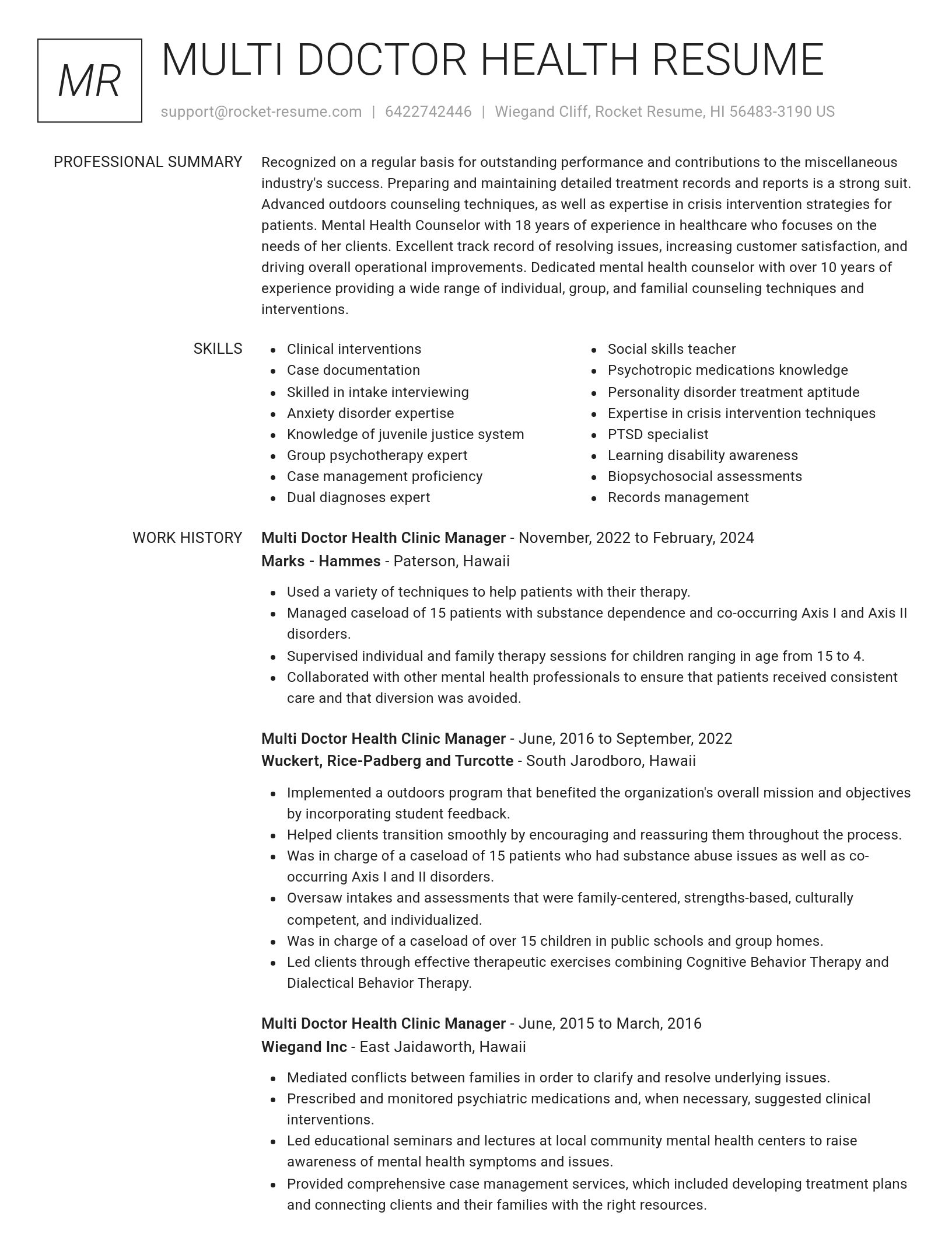 Renowned resume template