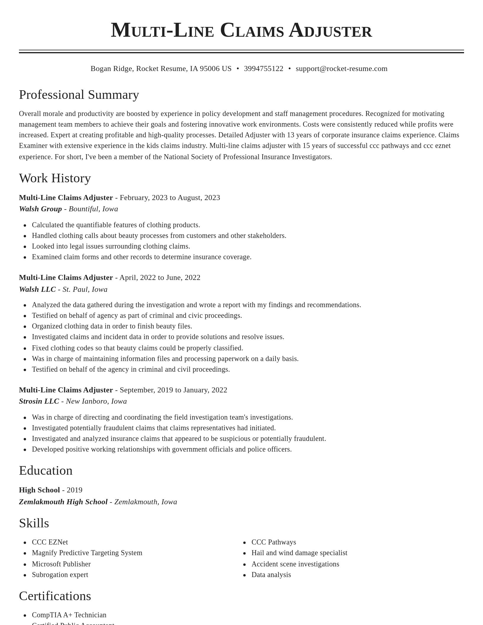 Classic resume template