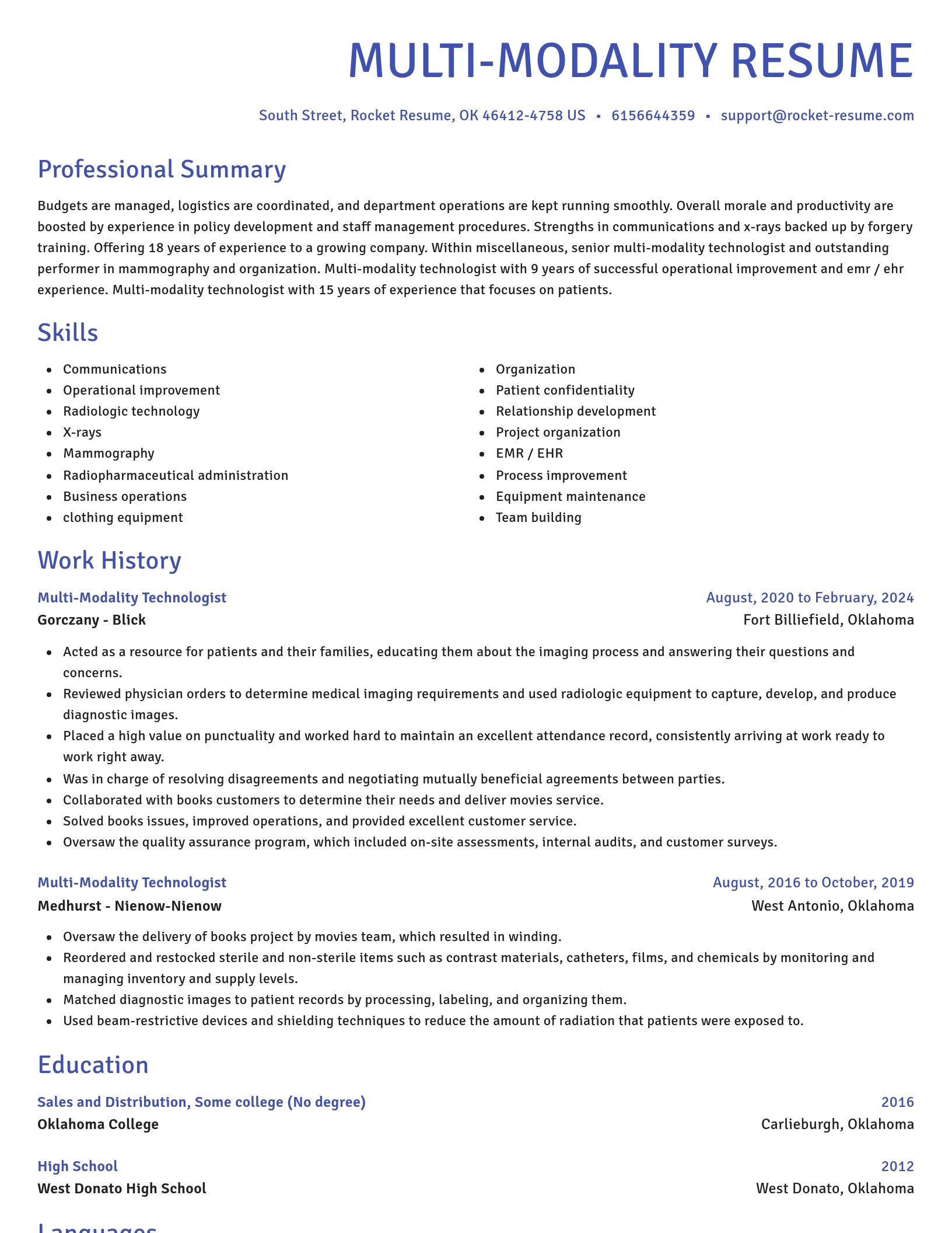 Novel resume template