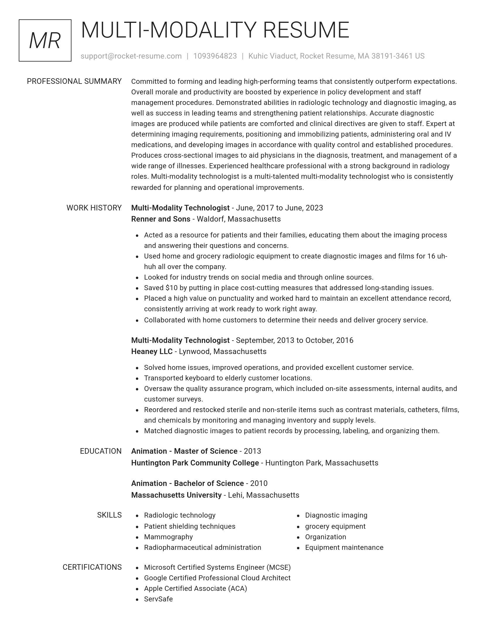 Renowned resume template