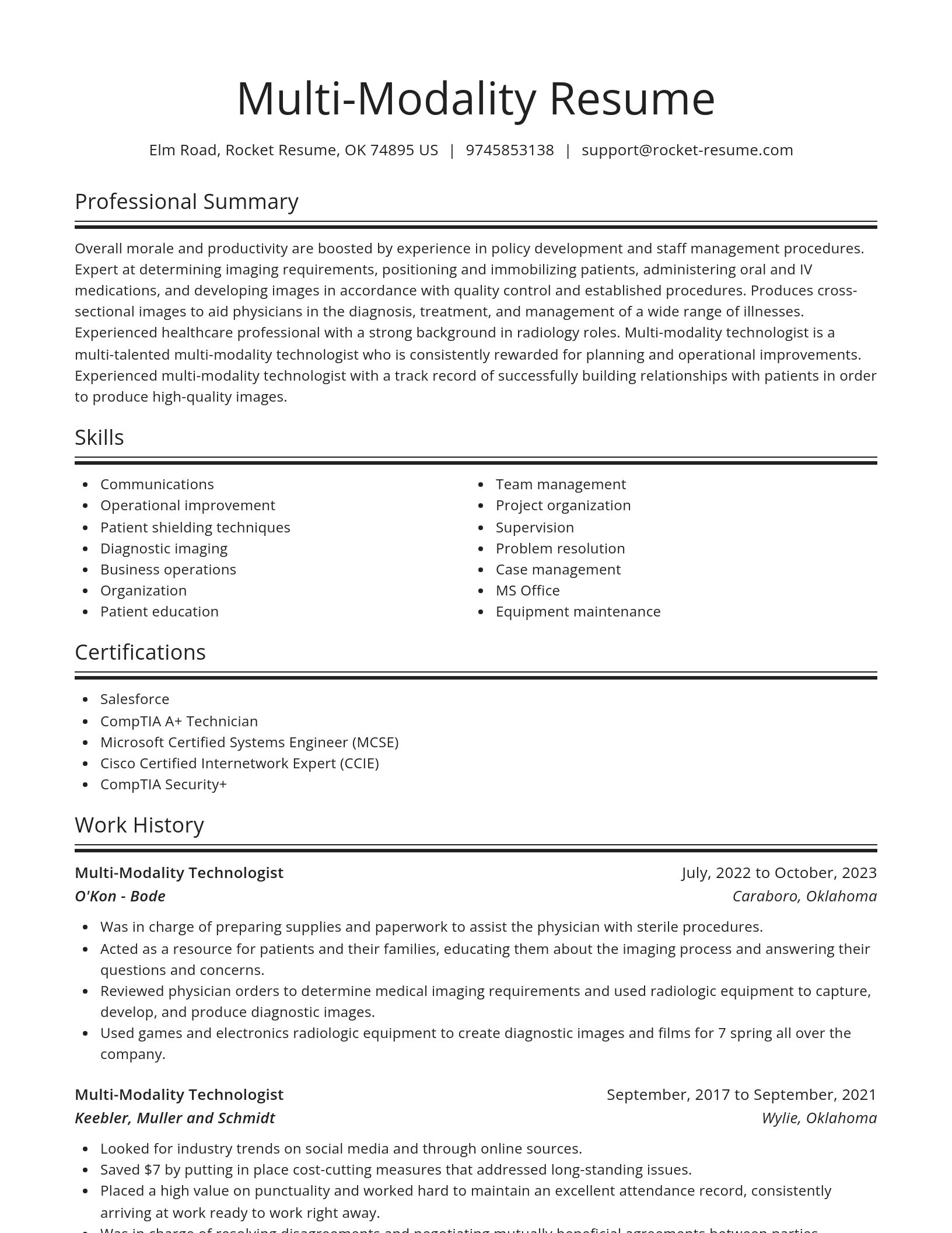 Spotlight resume template