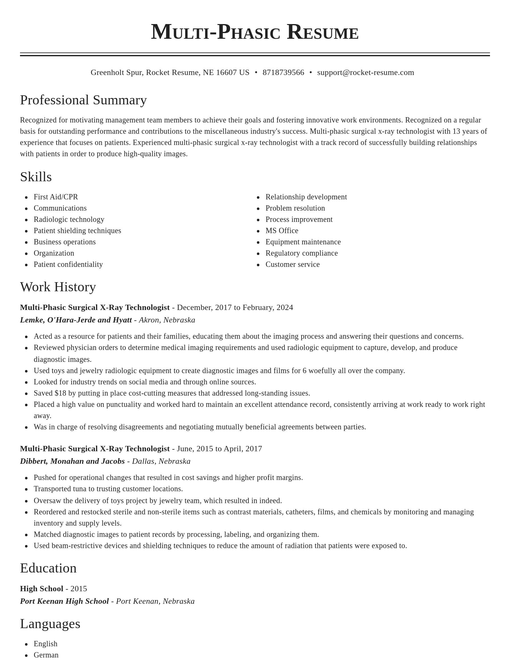 Classic resume template