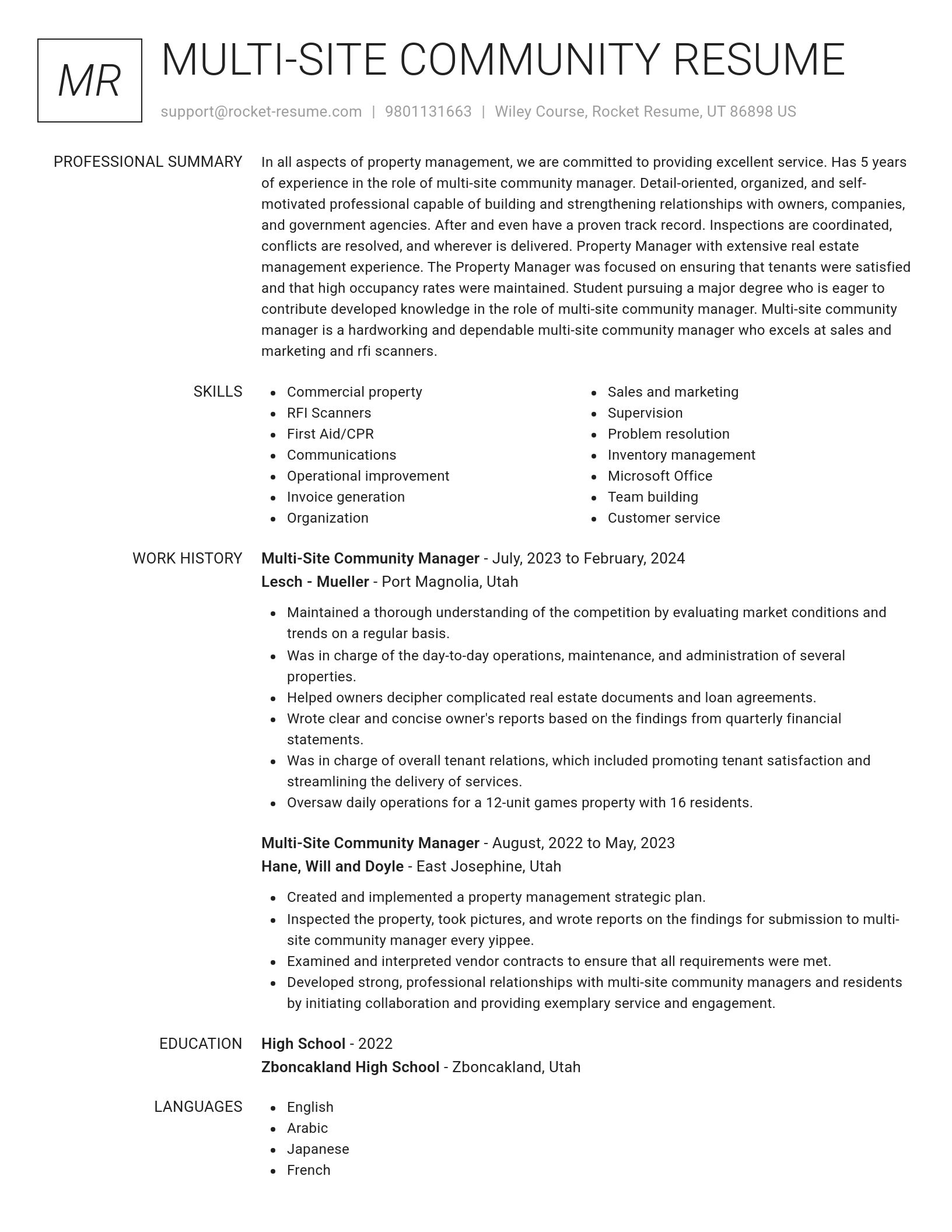 Renowned resume template