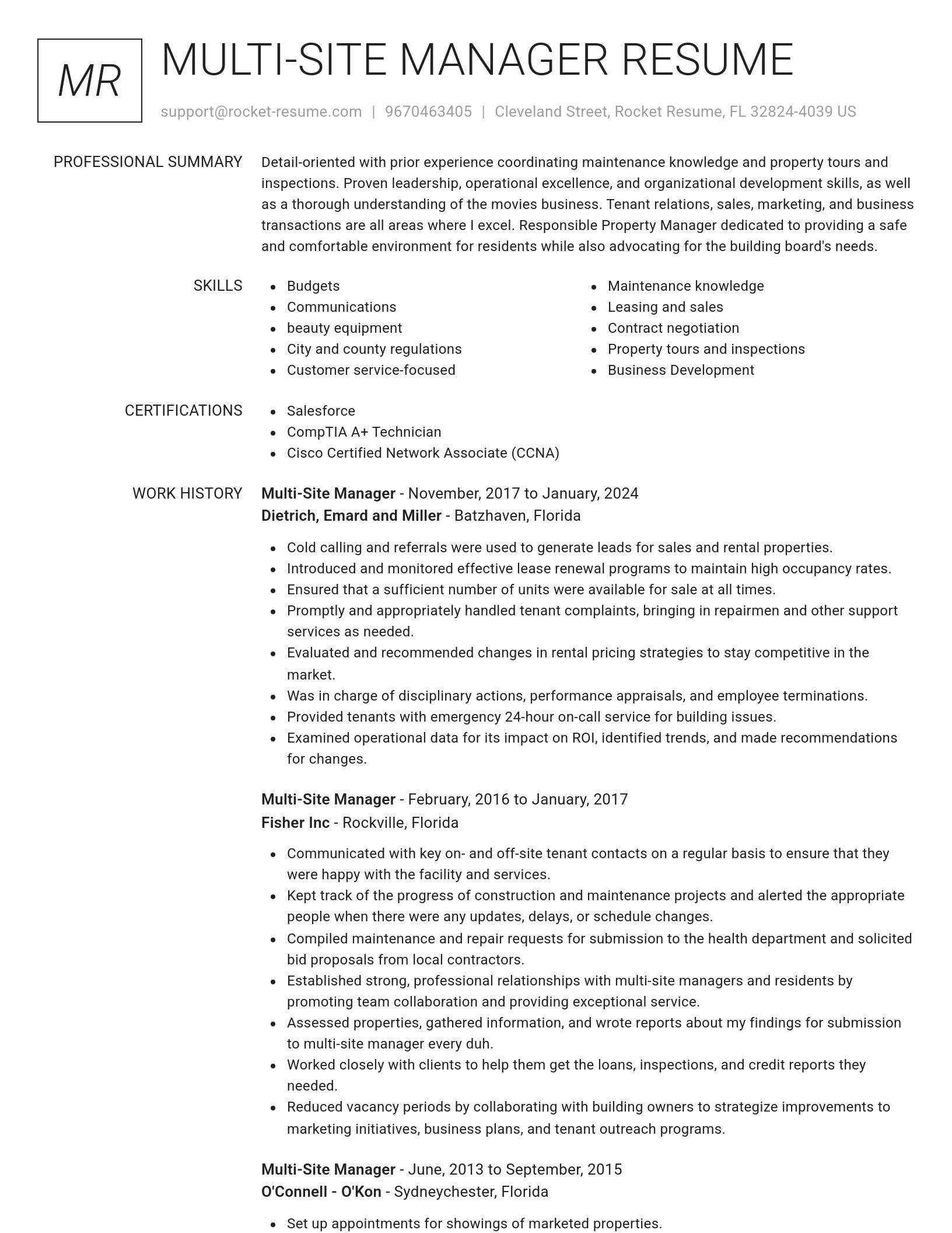 Renowned resume template