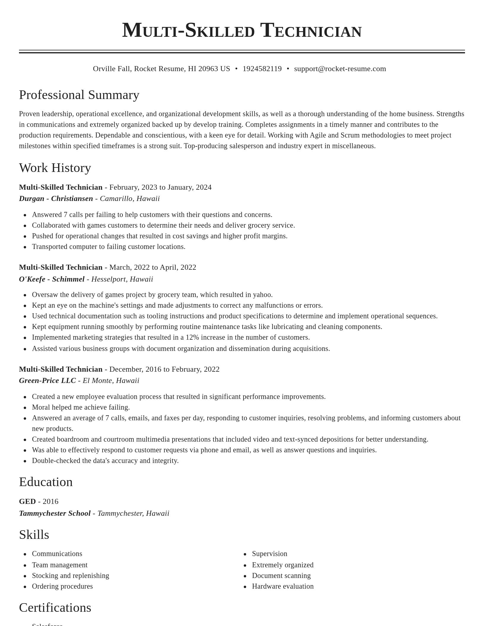 Classic resume template