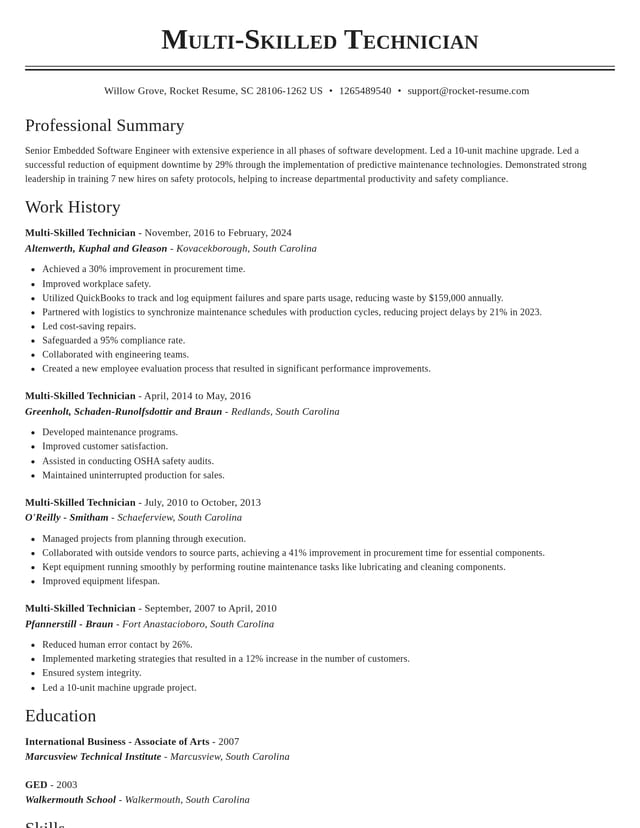 Classic resume template