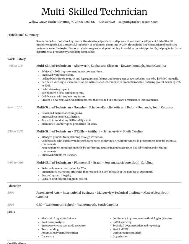 Dignified resume template
