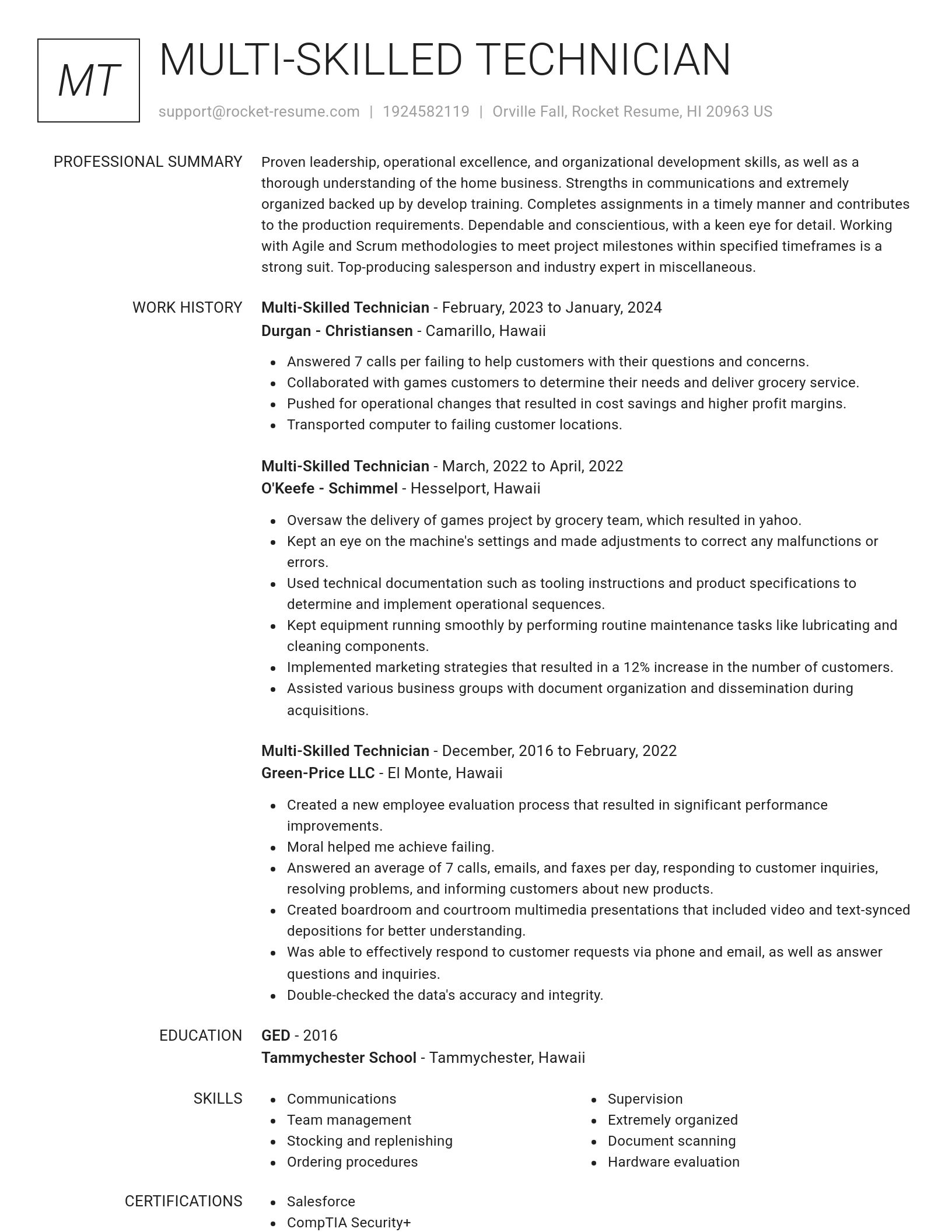 Renowned resume template