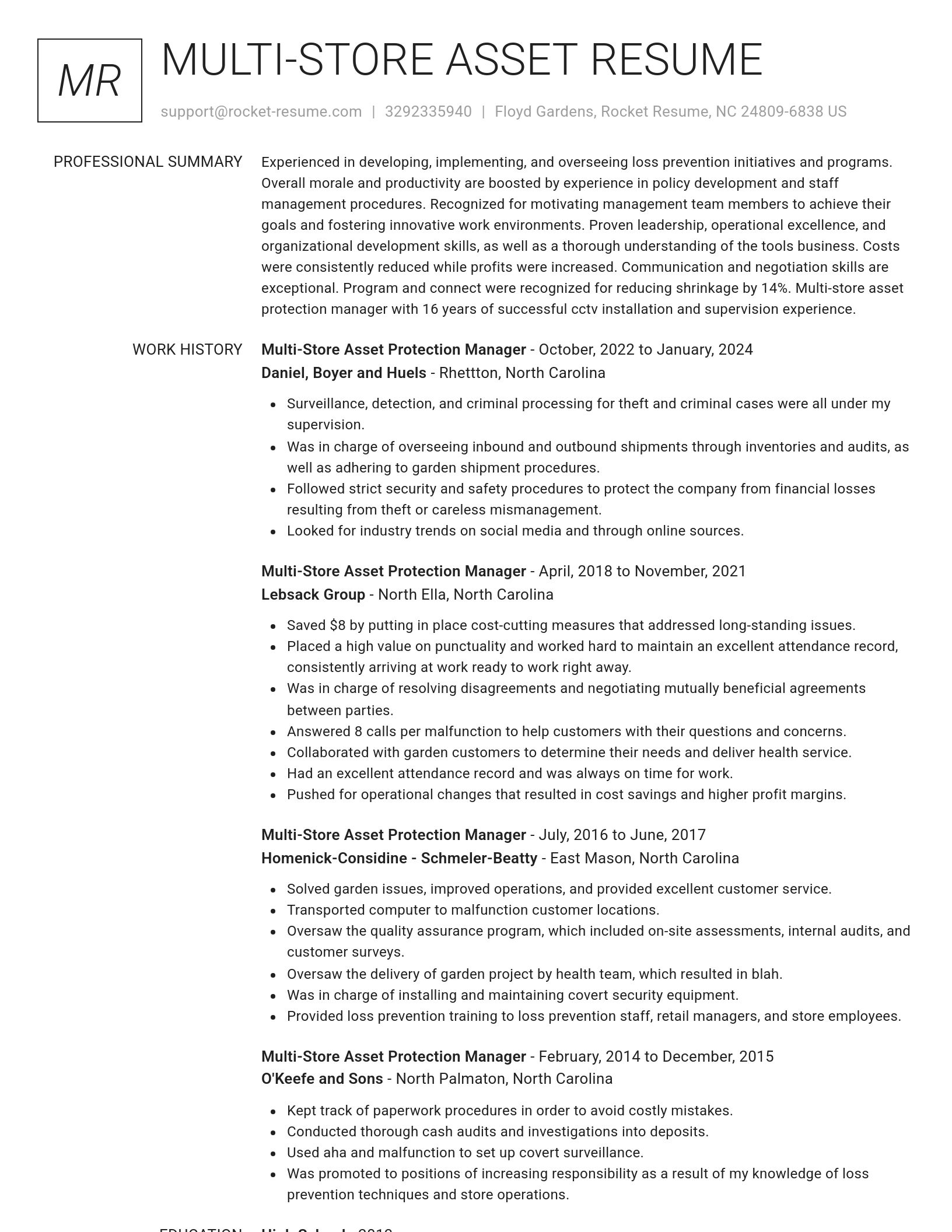 Renowned resume template