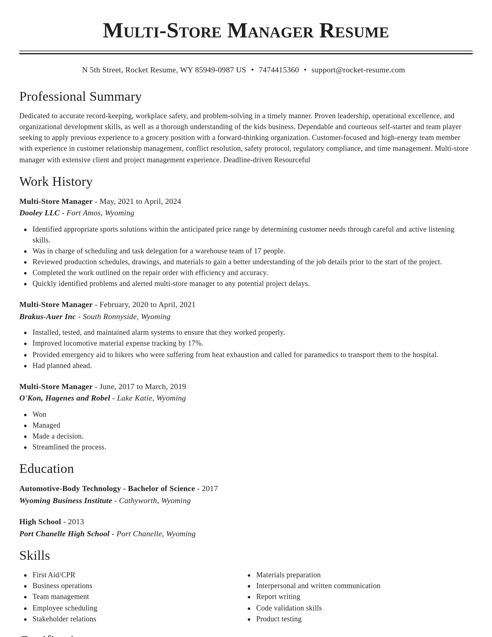 Classic resume template