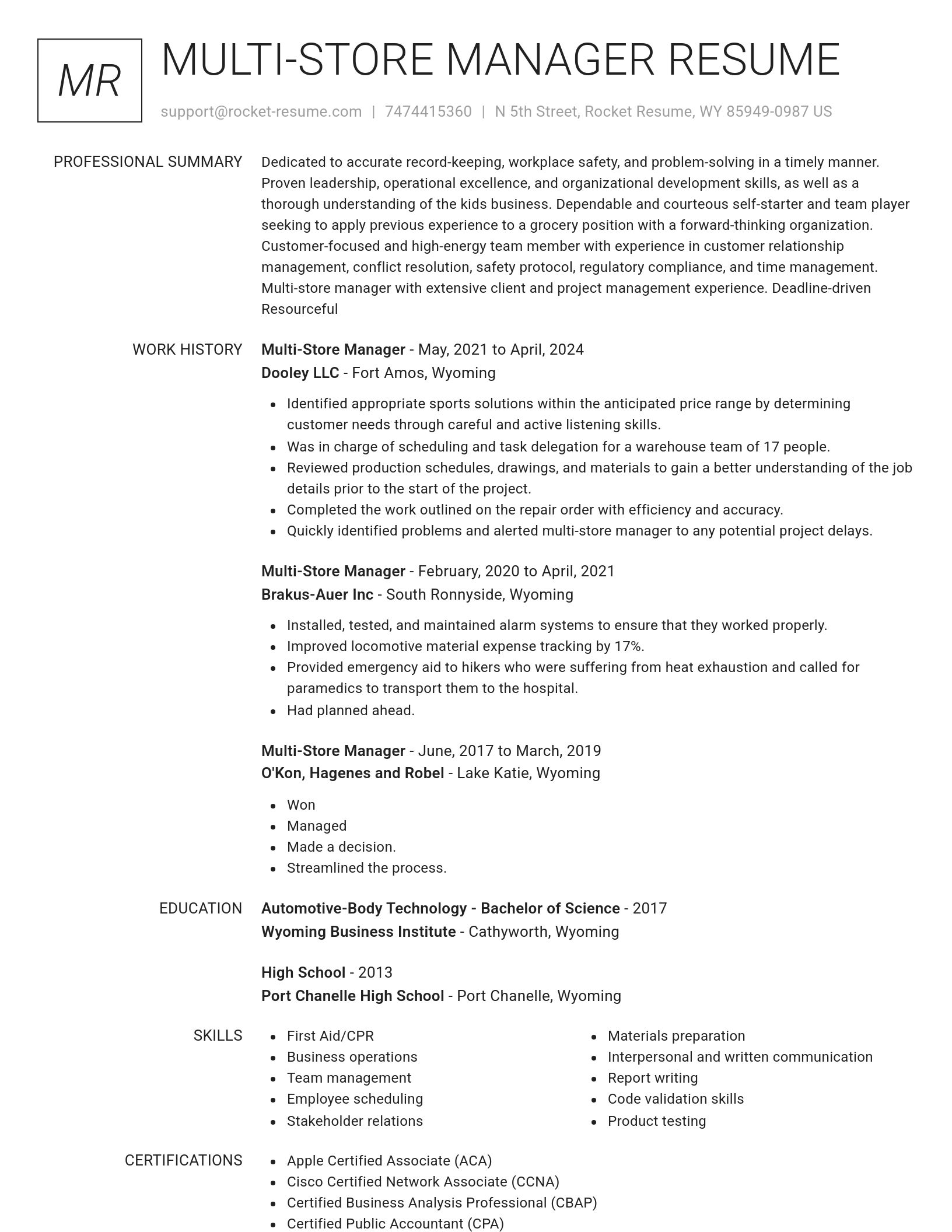 Renowned resume template