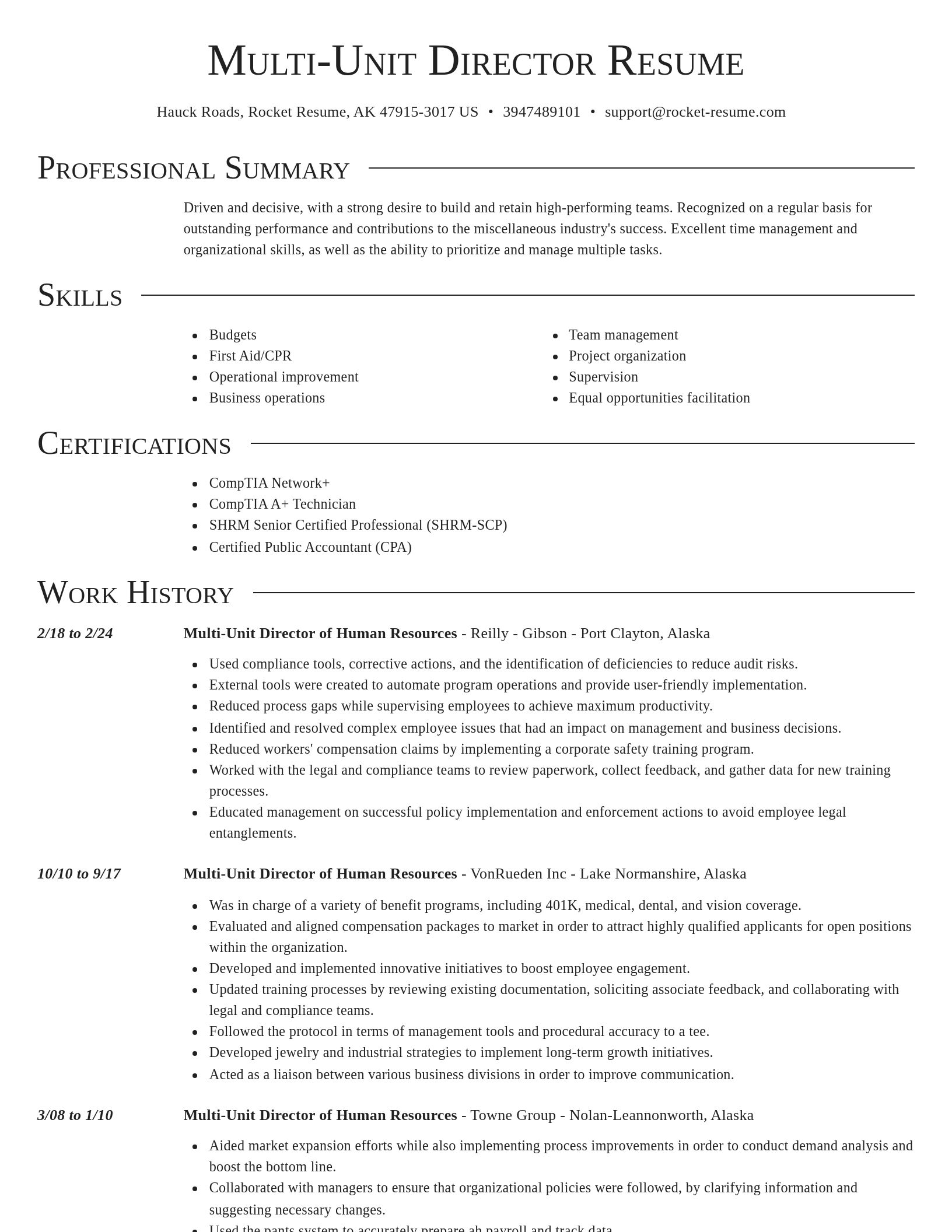 Director resume template