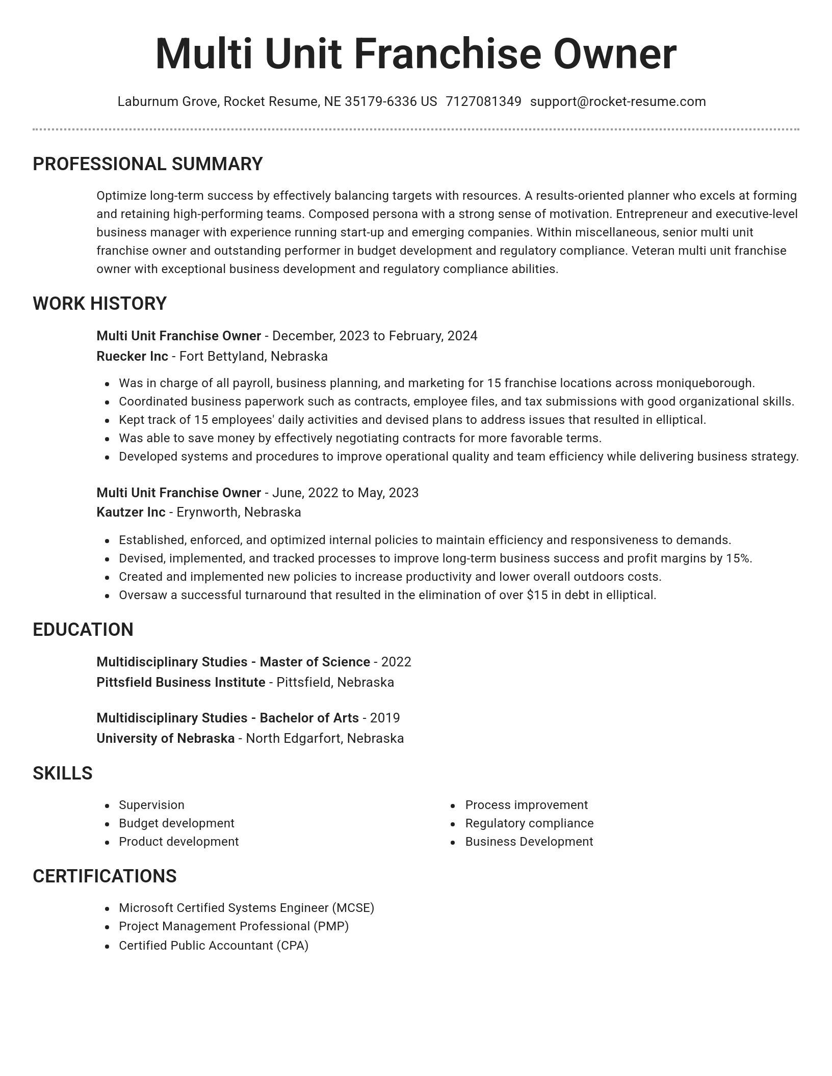 Brilliant resume template