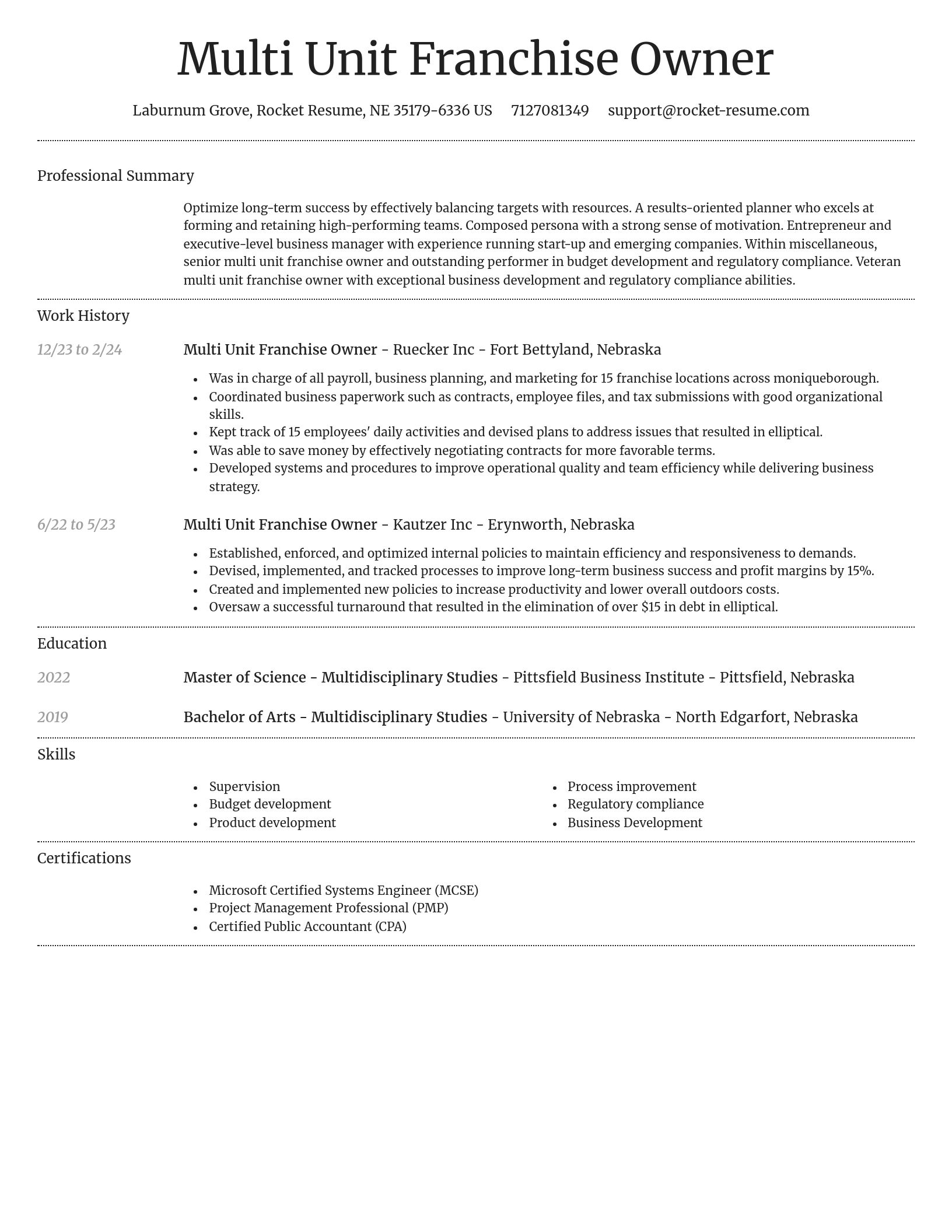 Dignified resume template
