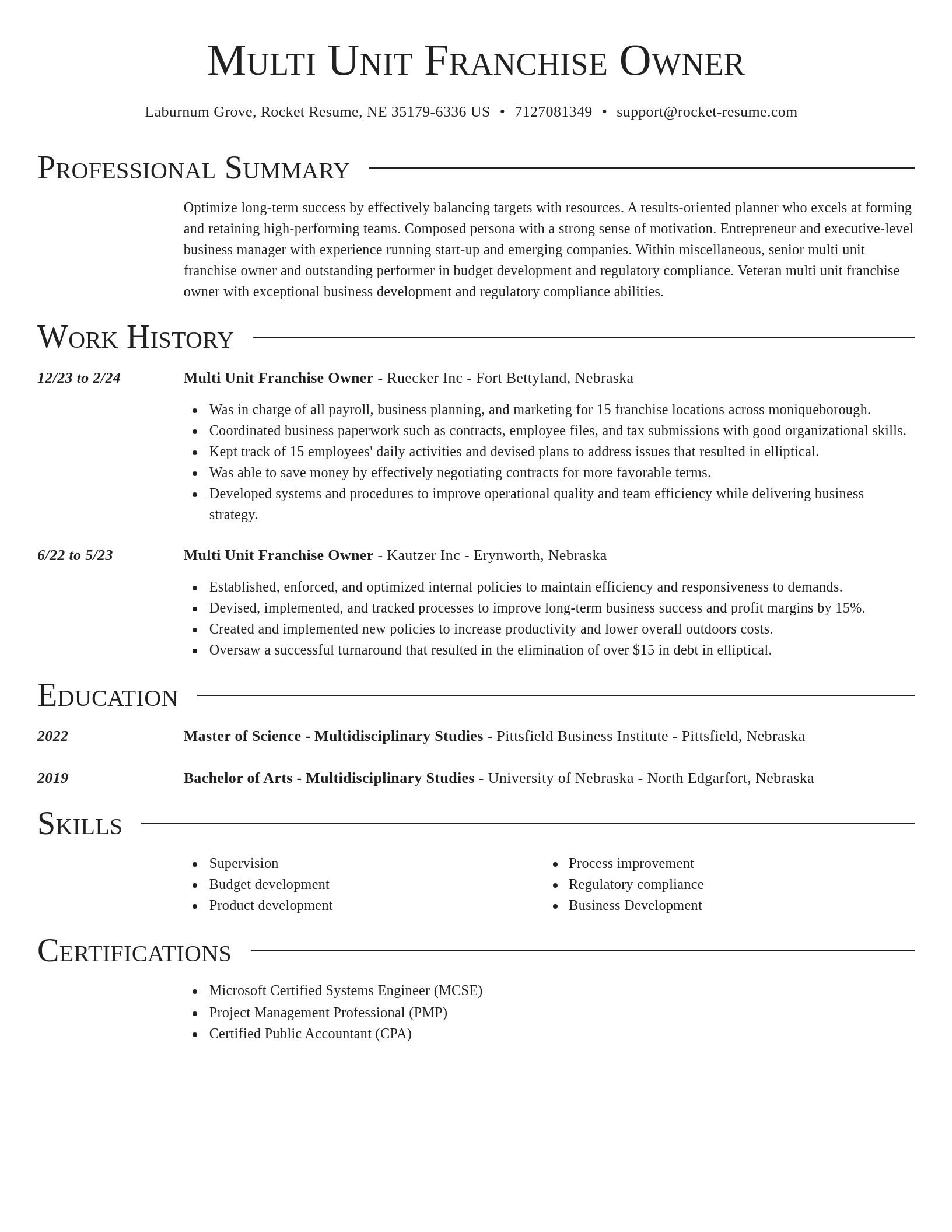 Director resume template