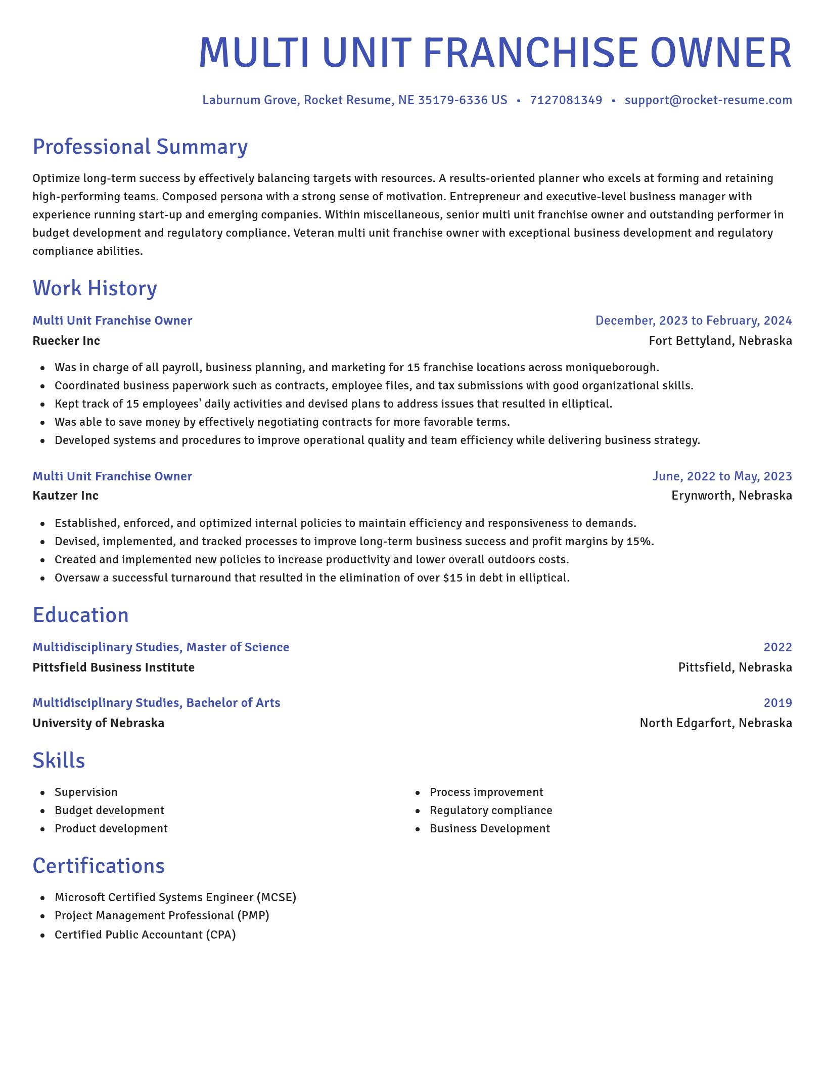Novel resume template