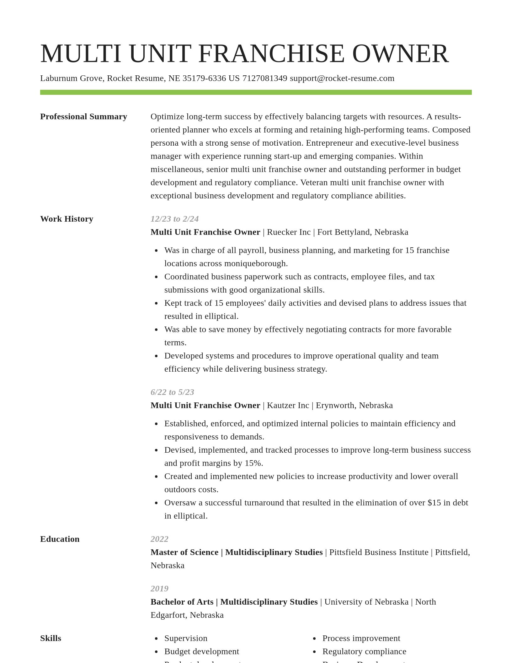Smart resume template