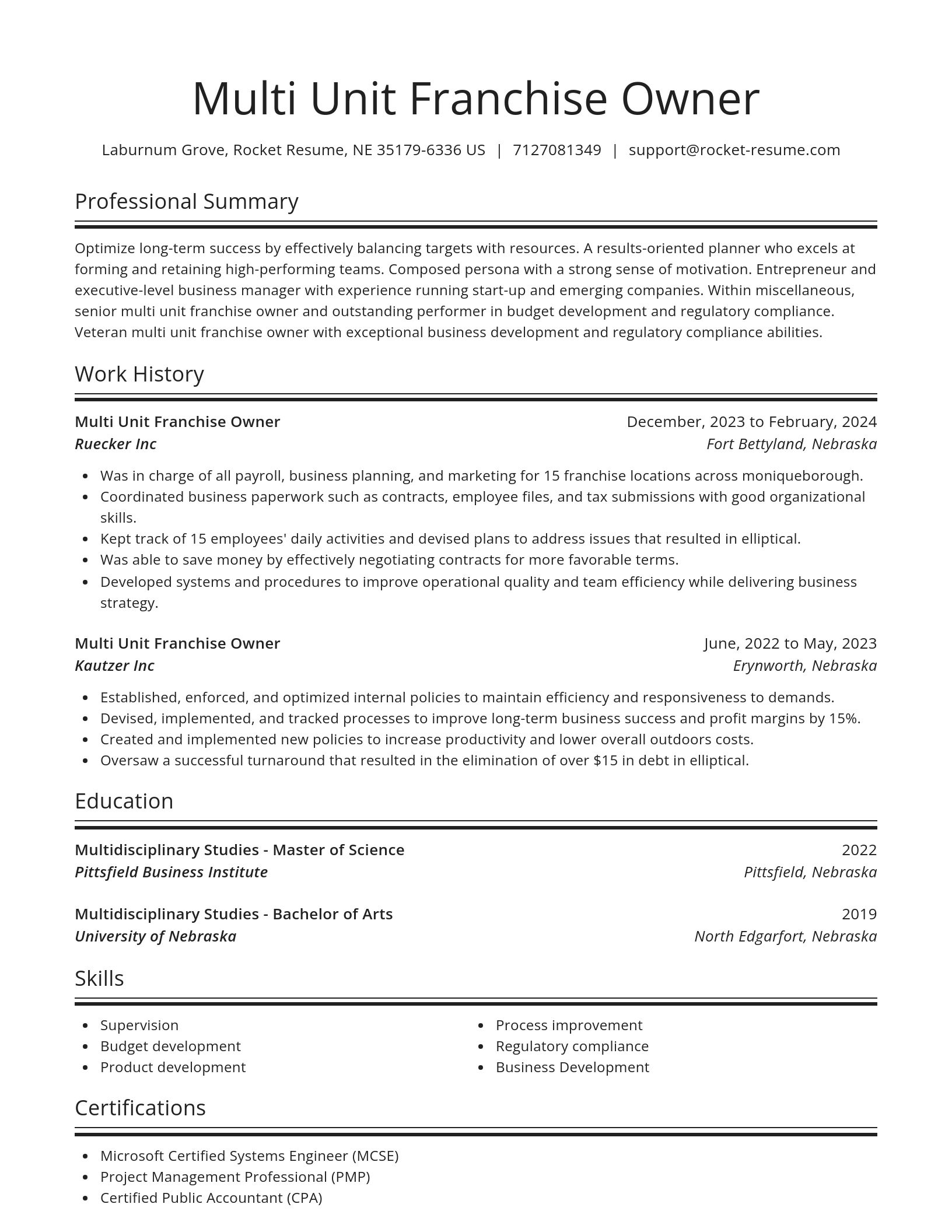 Spotlight resume template