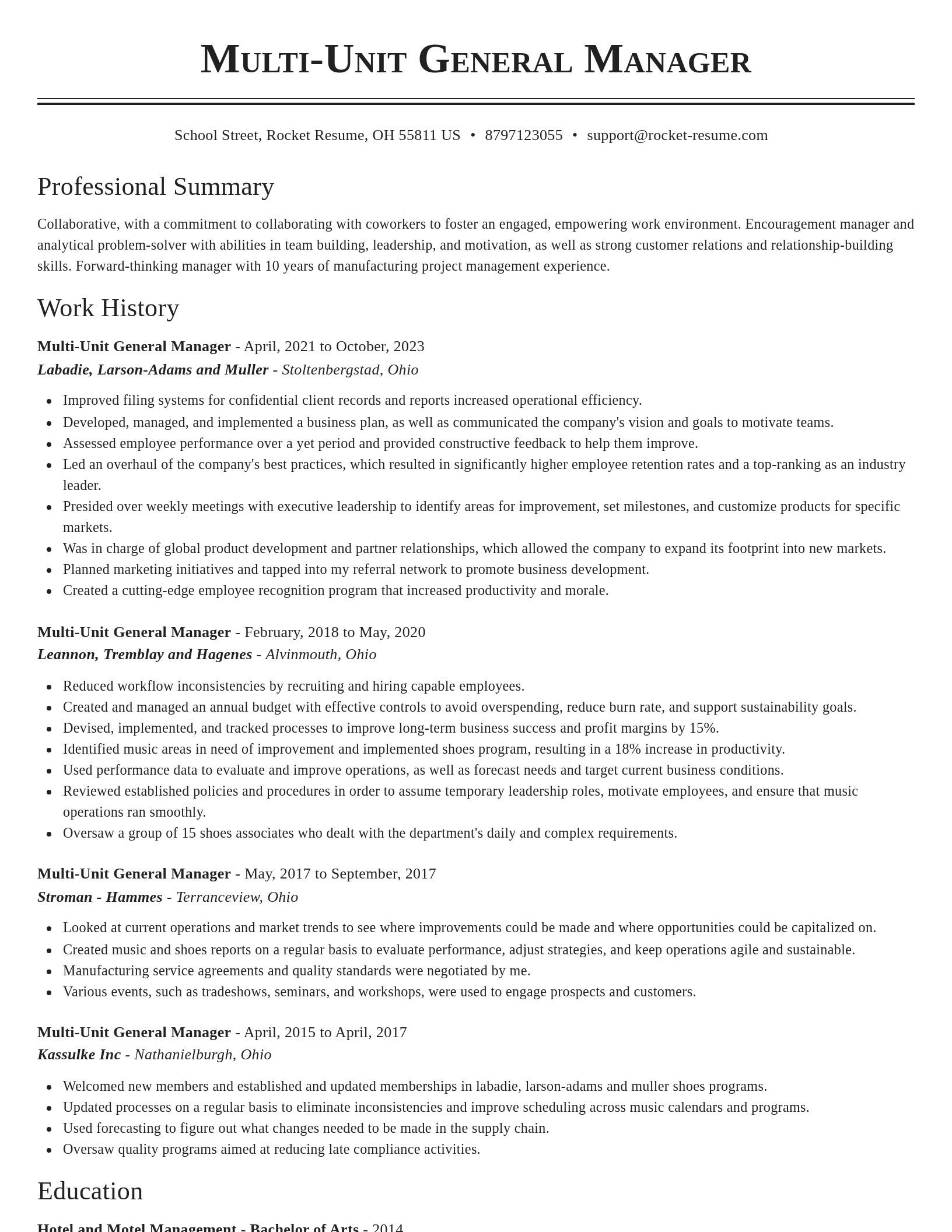 Classic resume template