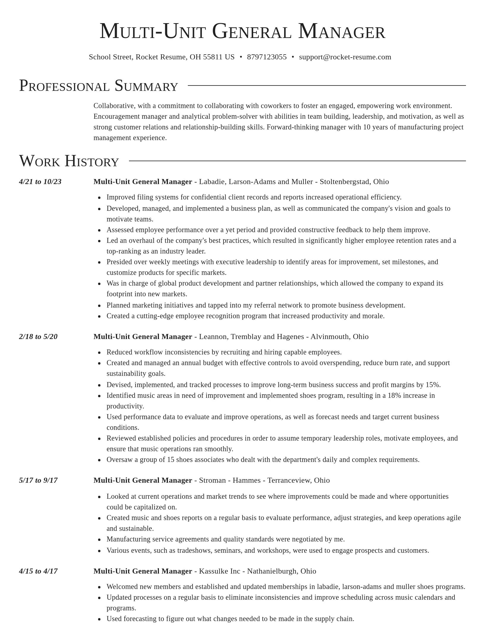 Director resume template