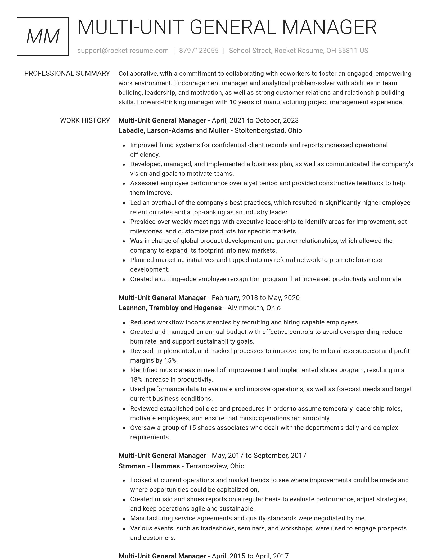 Renowned resume template