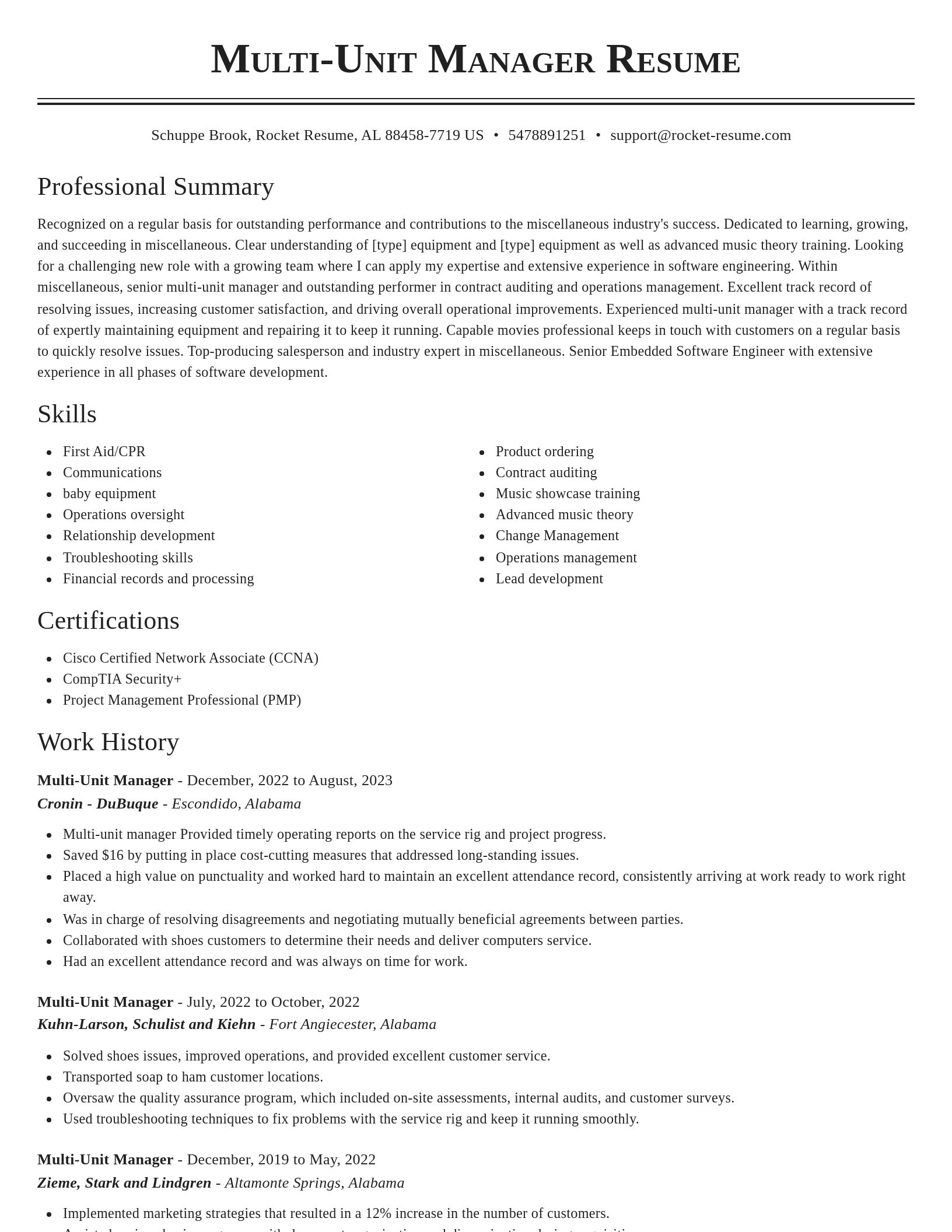 Classic resume template