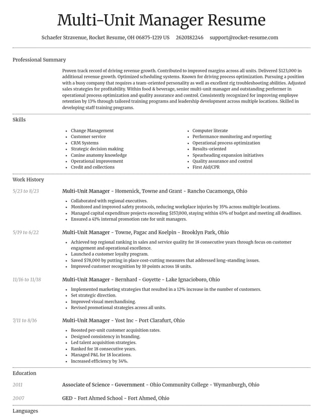 Dignified resume template