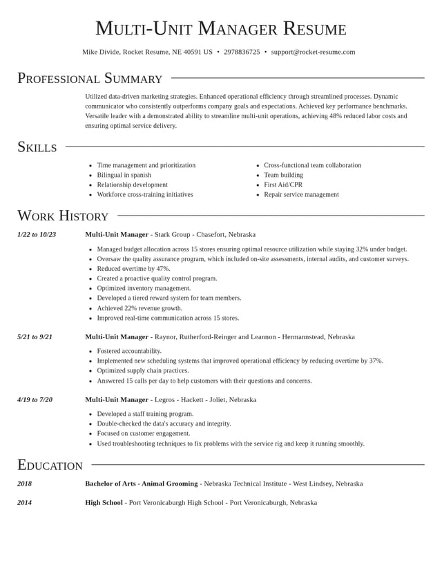 Director resume template