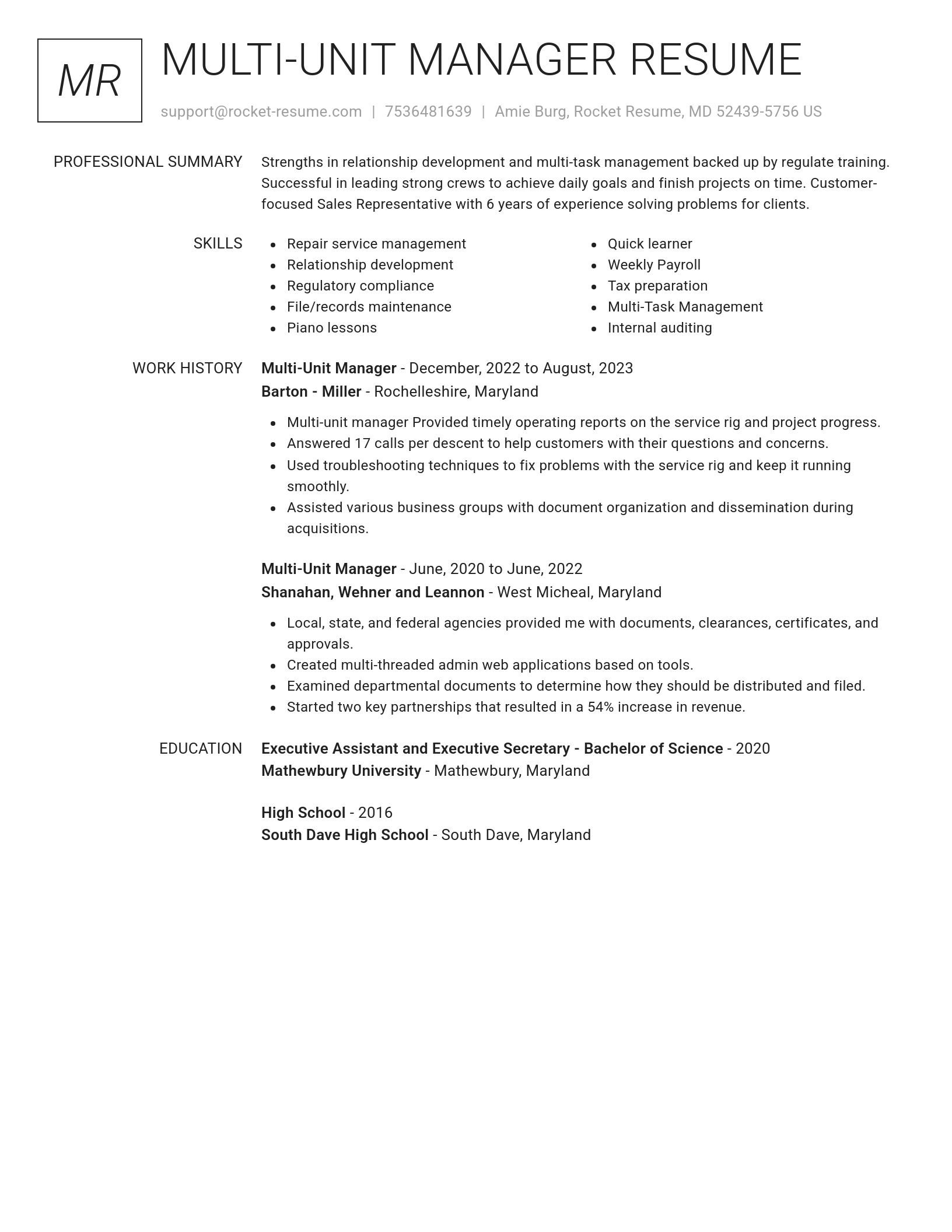 Renowned resume template