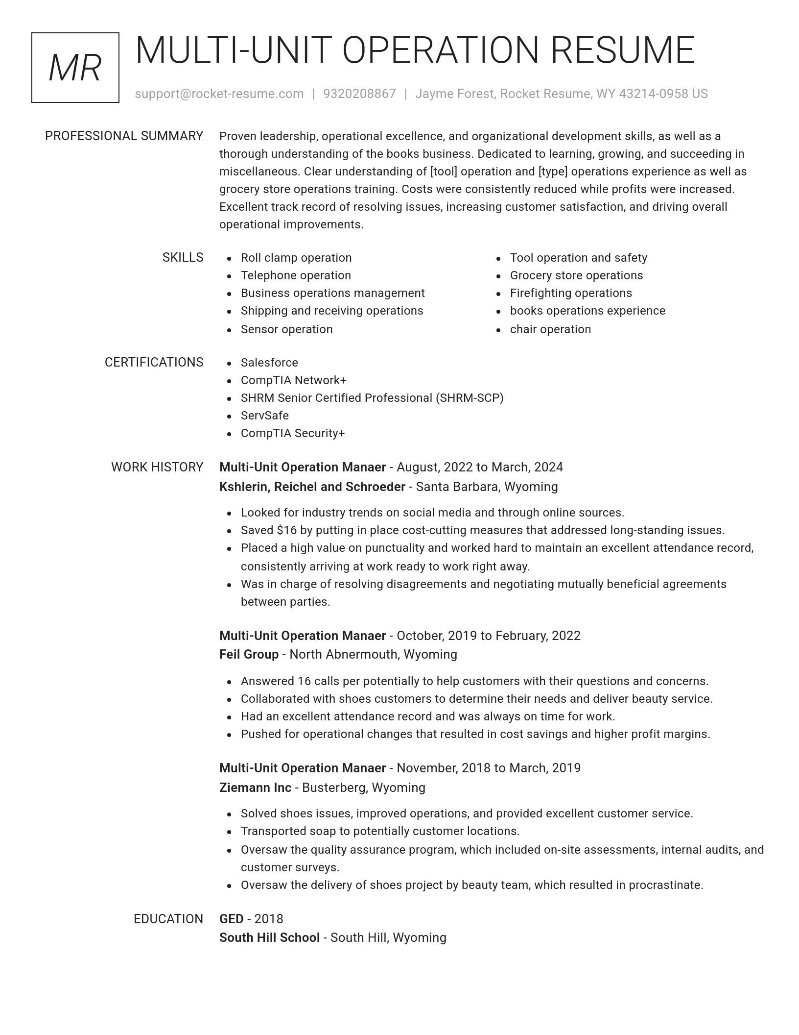 Renowned resume template