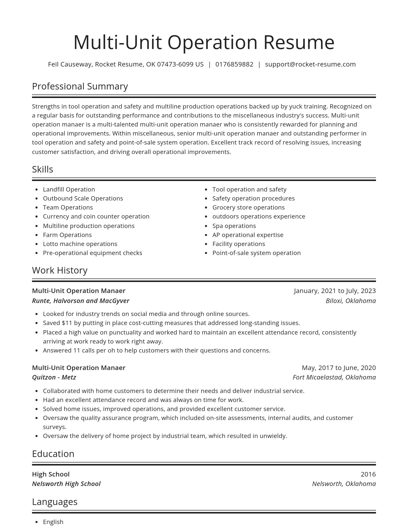 Spotlight resume template