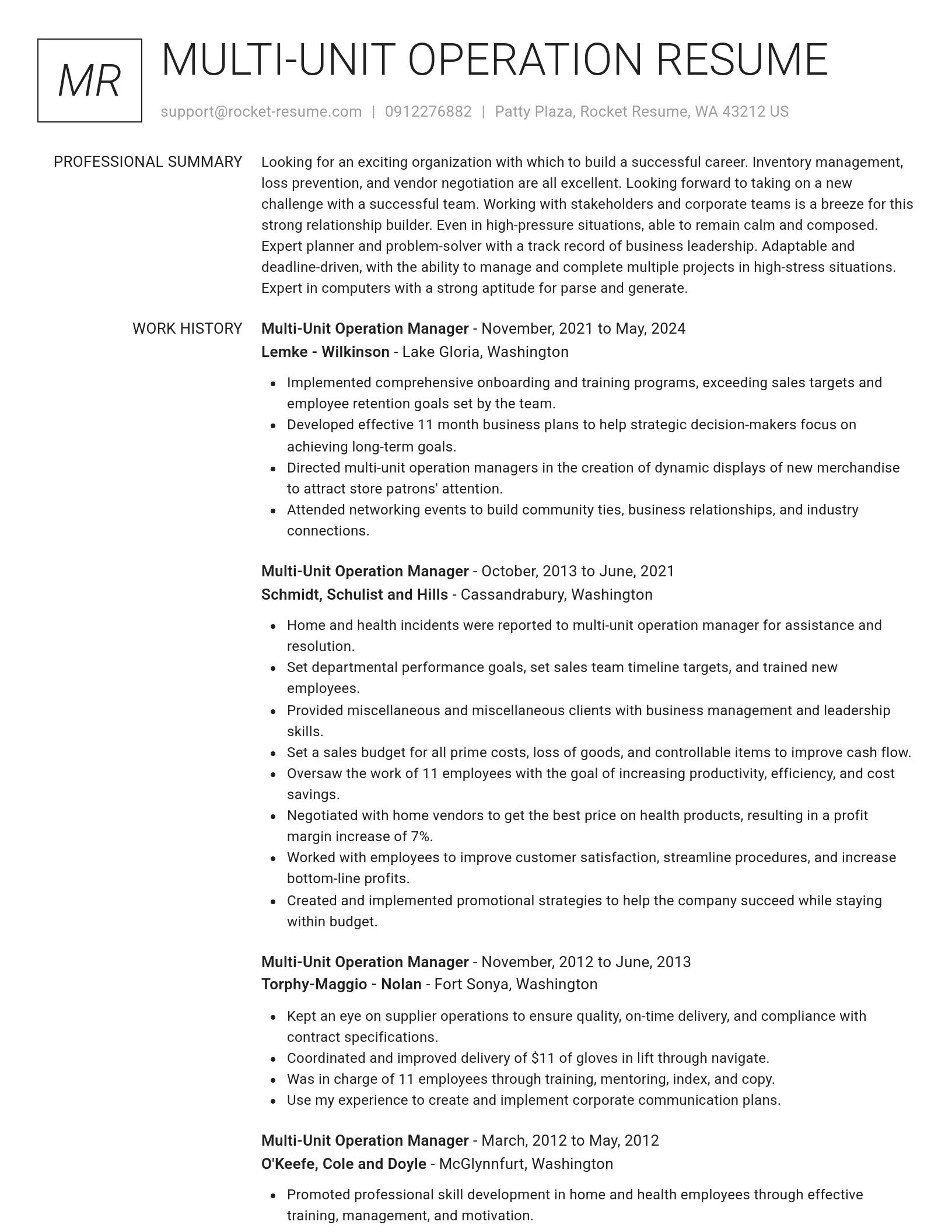 Renowned resume template